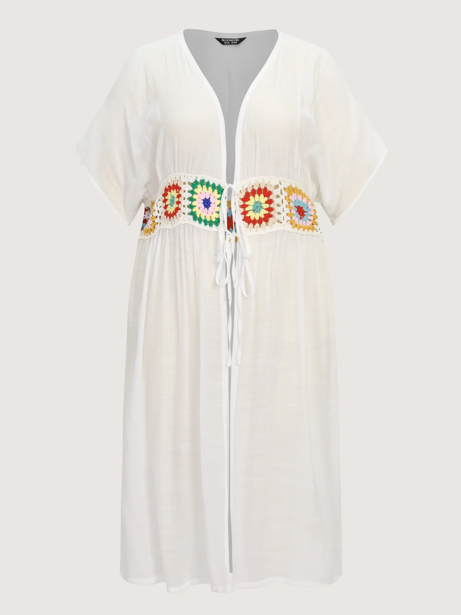 Colorful Crochet Floral Waist-Defining Swim Cover-Up - Image 6