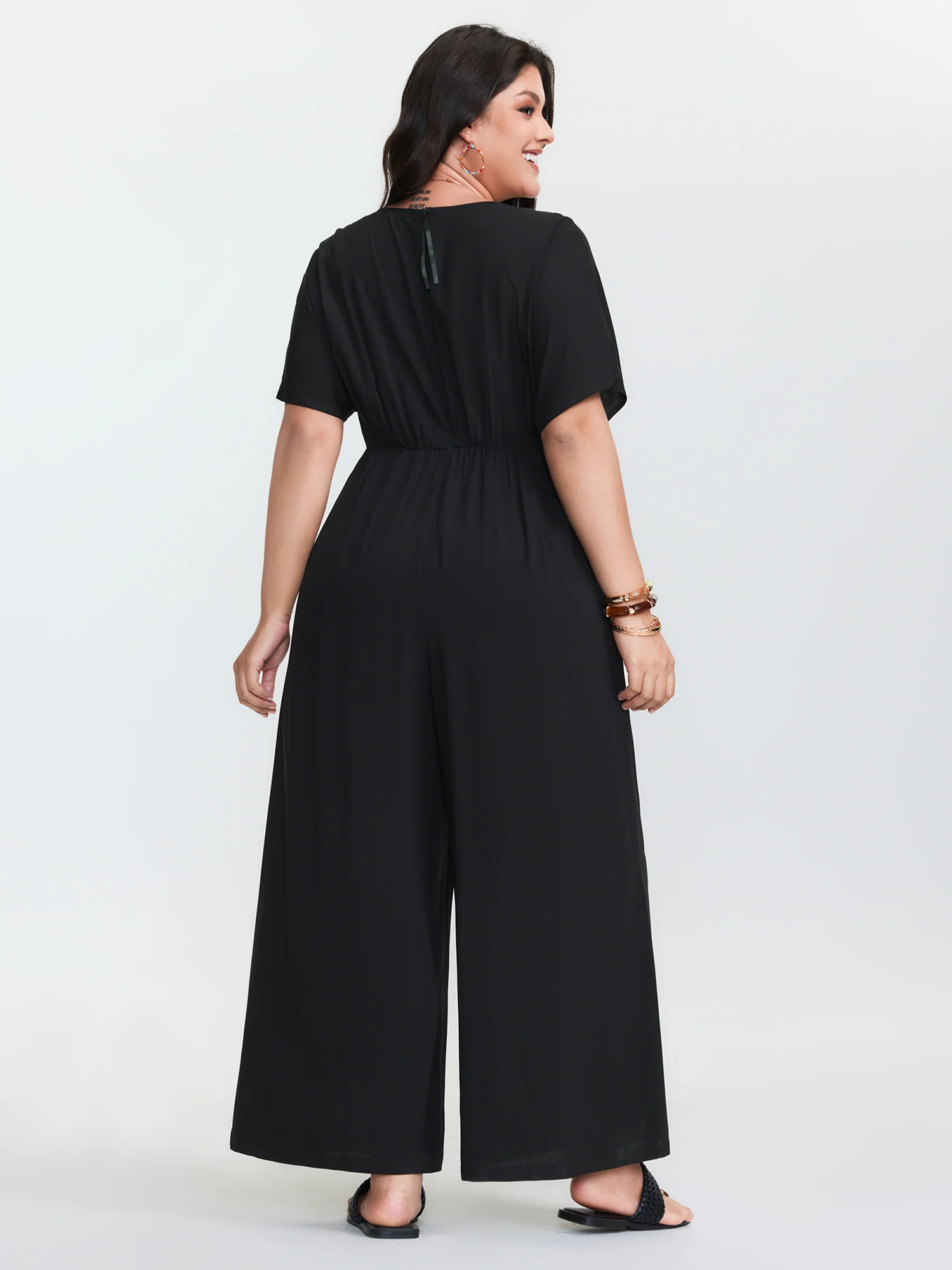 Colorful Crochet Neckline Plain Jumpsuit - Image 4