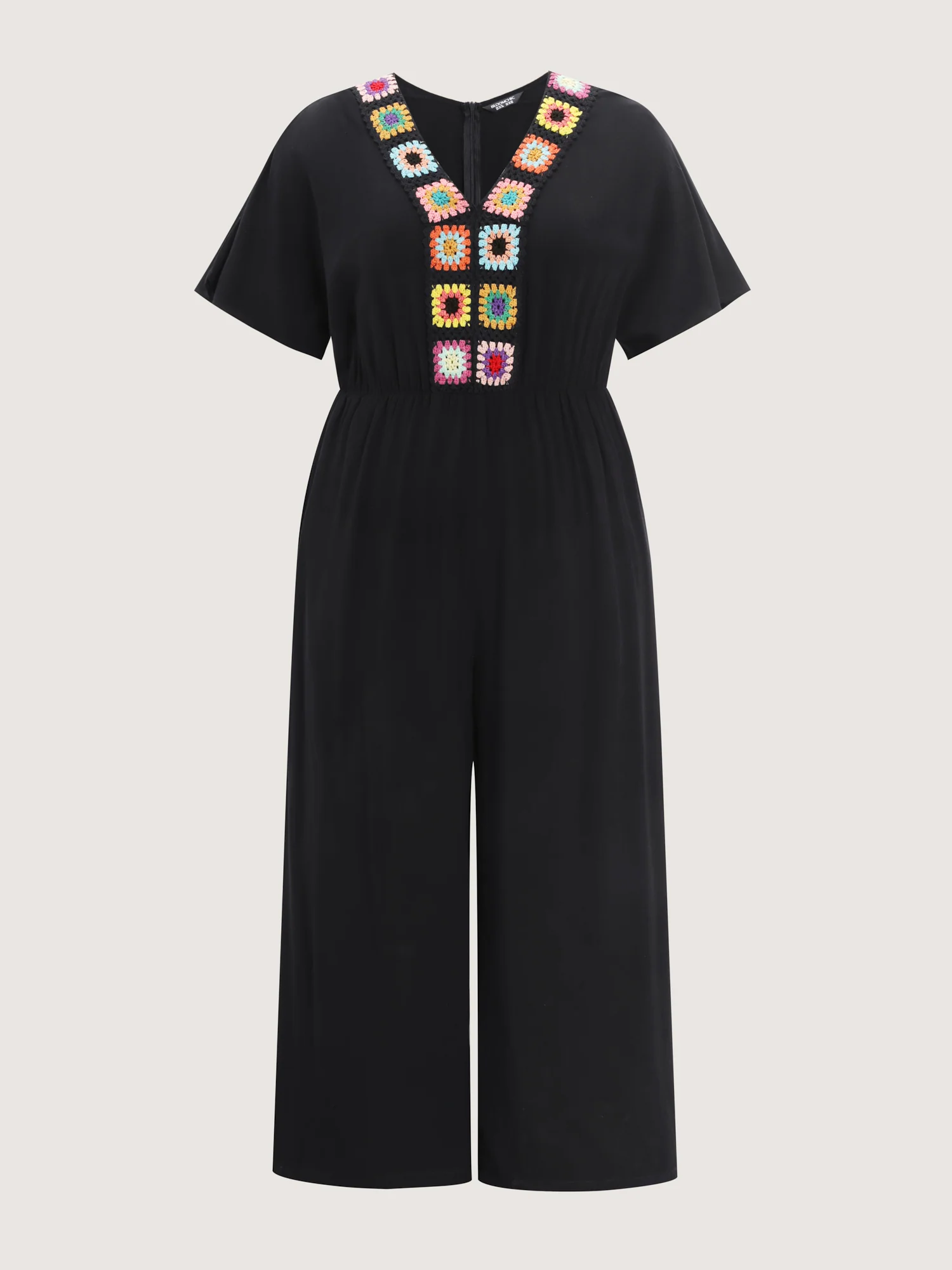 Colorful Crochet Neckline Plain Jumpsuit - Image 7