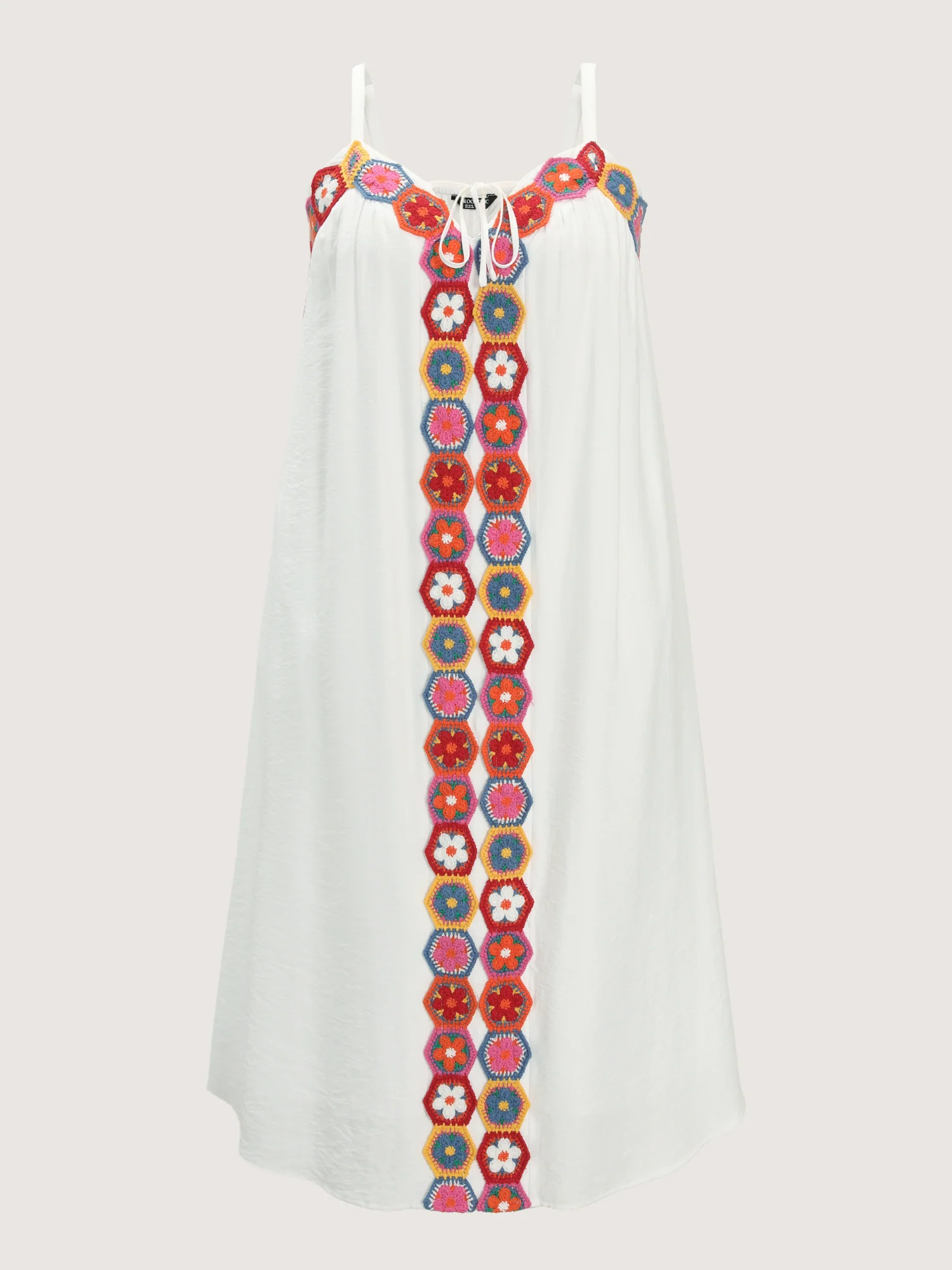 Colorful Floral Crochet Front Cami Midi Dress - Image 7