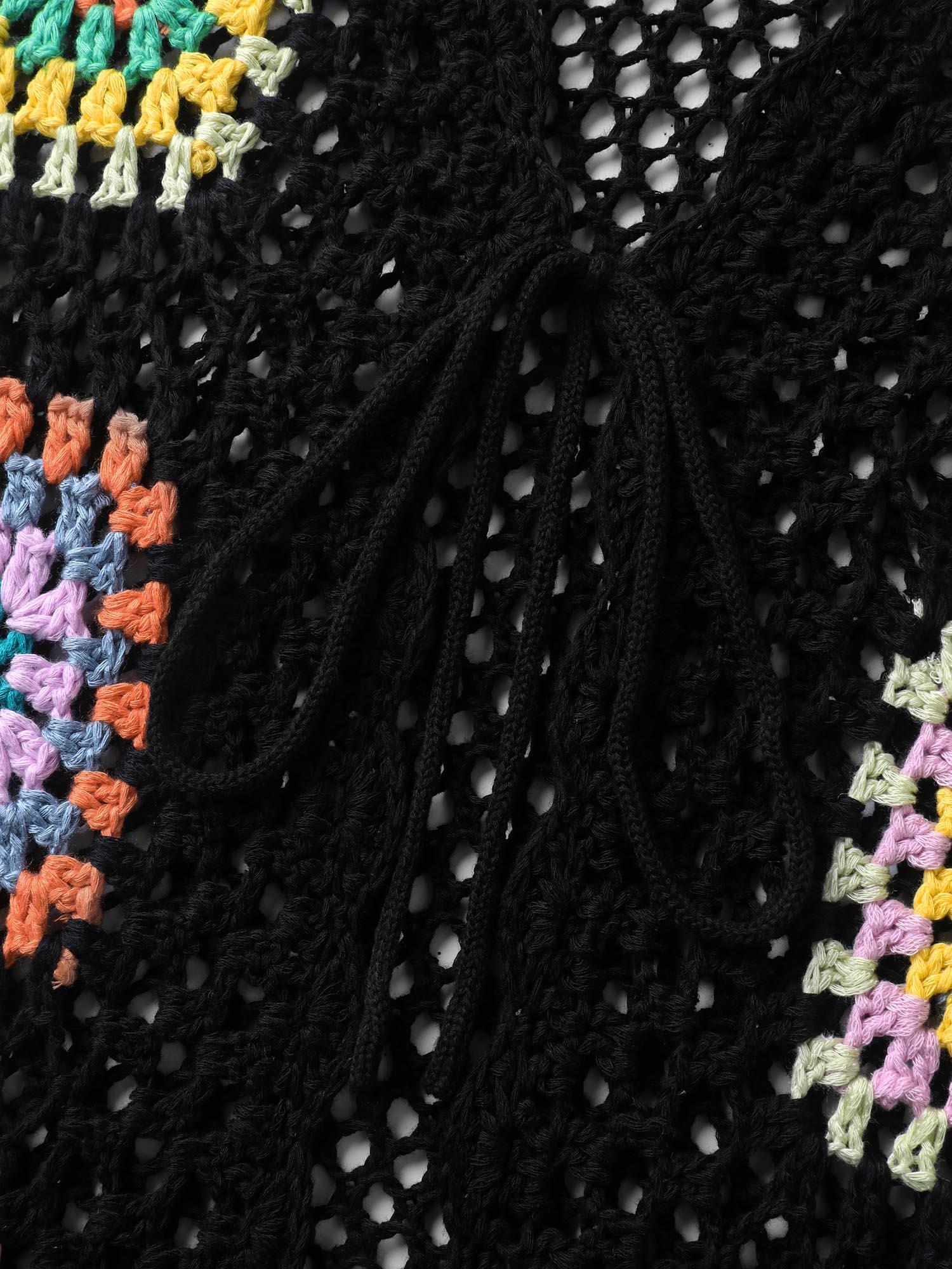 Colorful Floral Crochet Tie Knit Cardigan - Image 6