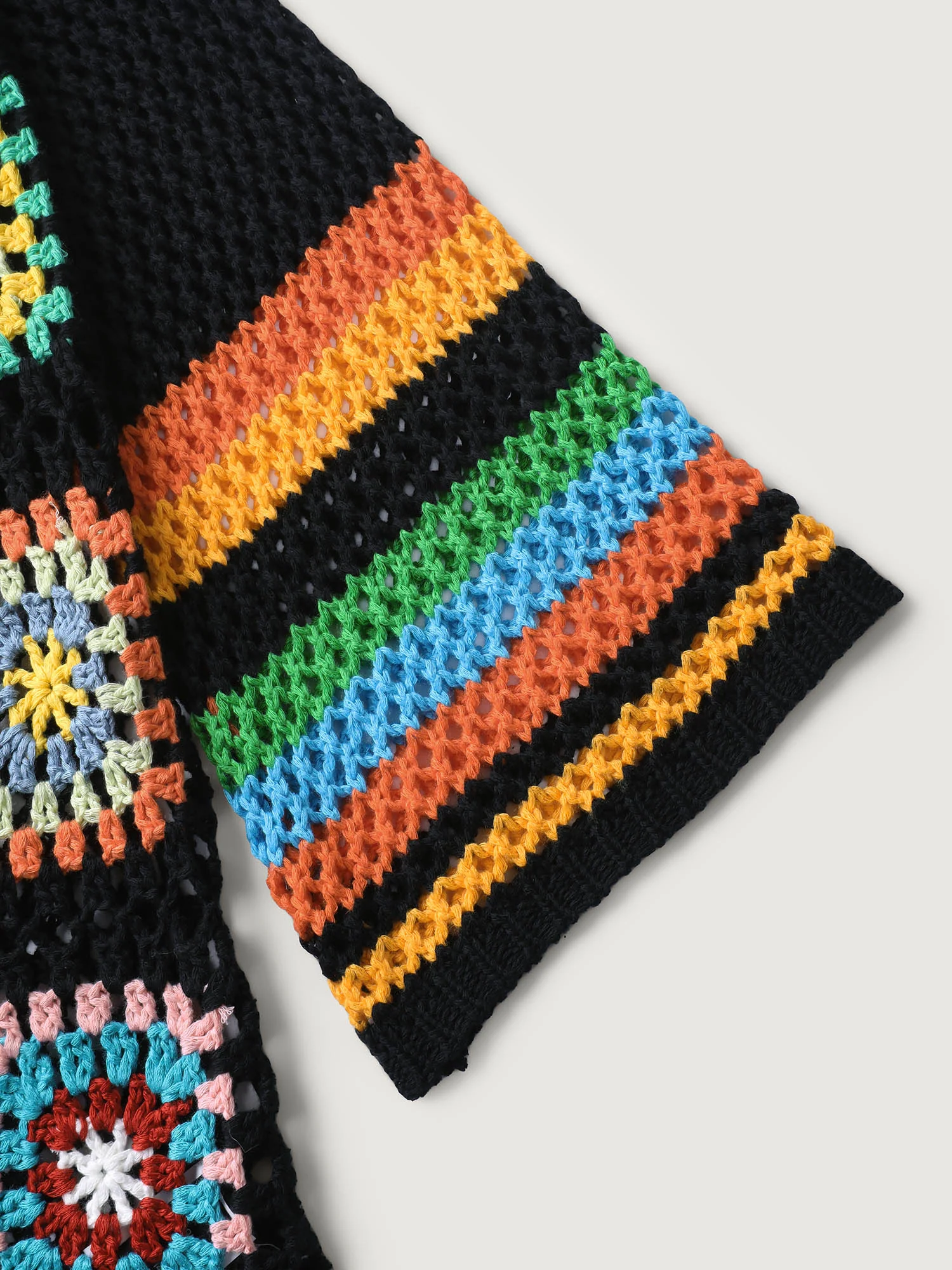 Colorful Floral Crochet Tie Knit Cardigan - Image 7