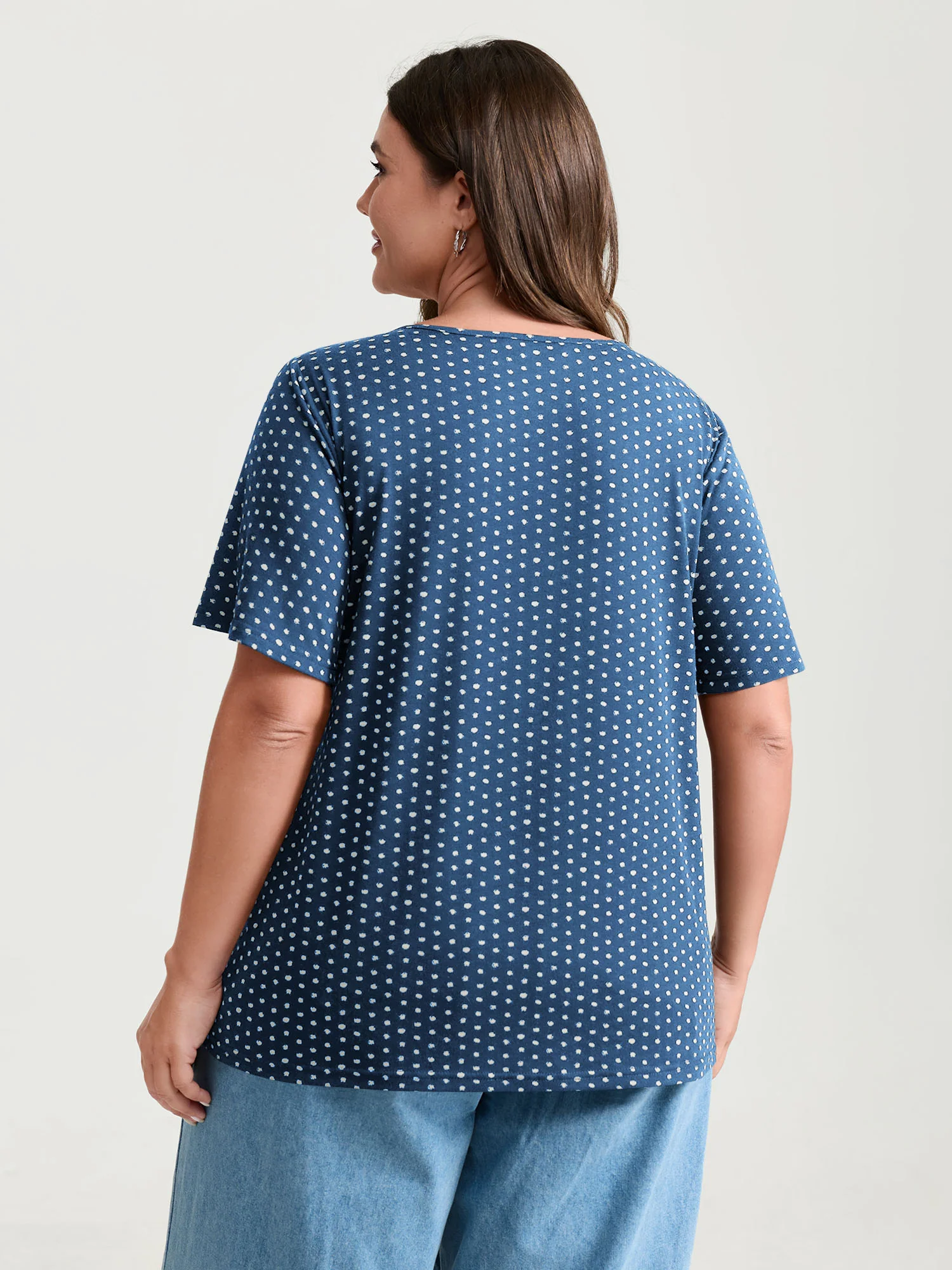 Colorful Floral Embroidered Neckline Polka Dot Top - Image 11