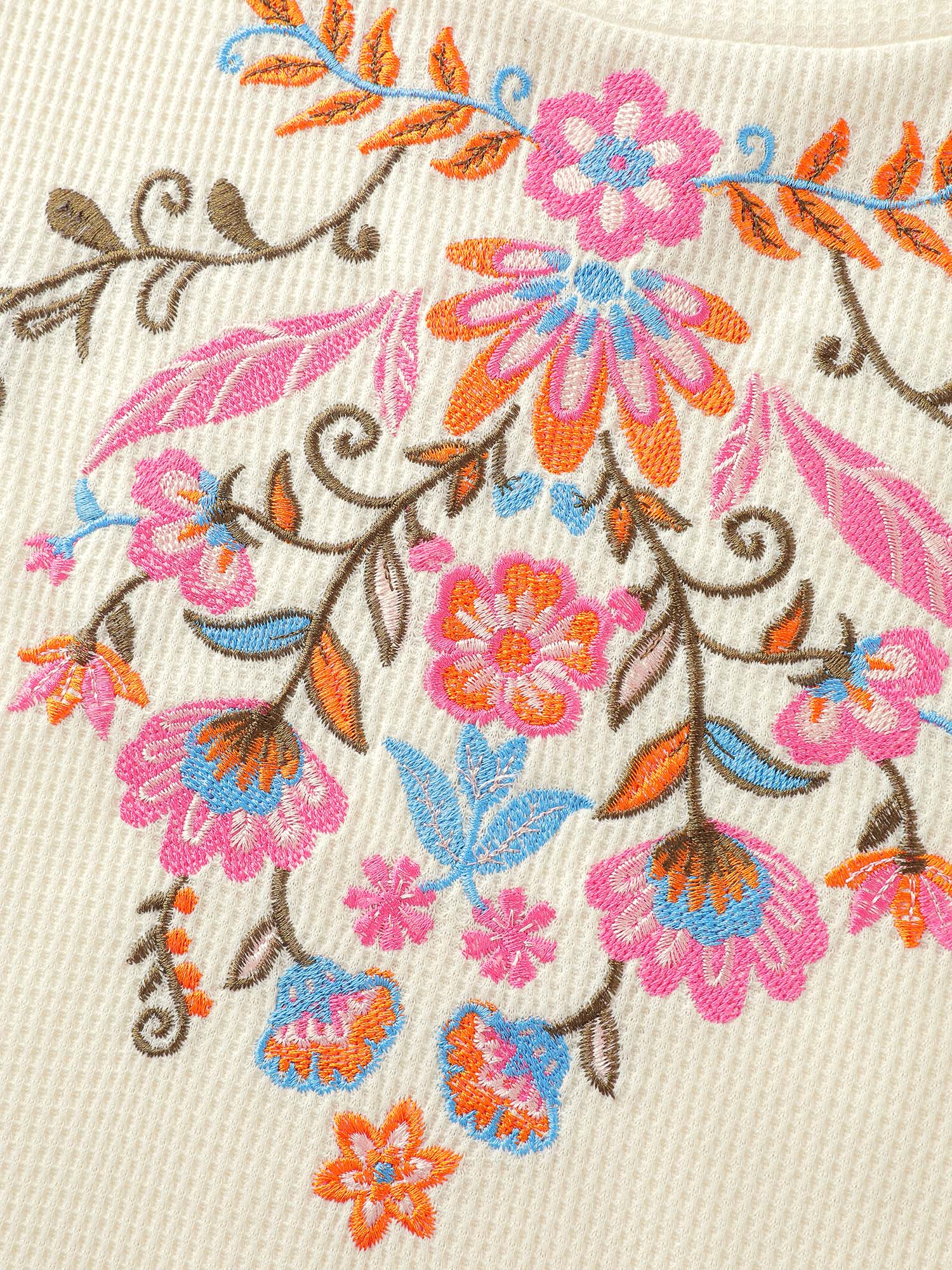 Colorful Floral Embroidery Anti-Abrasion Collar Sweatshirt - Image 5