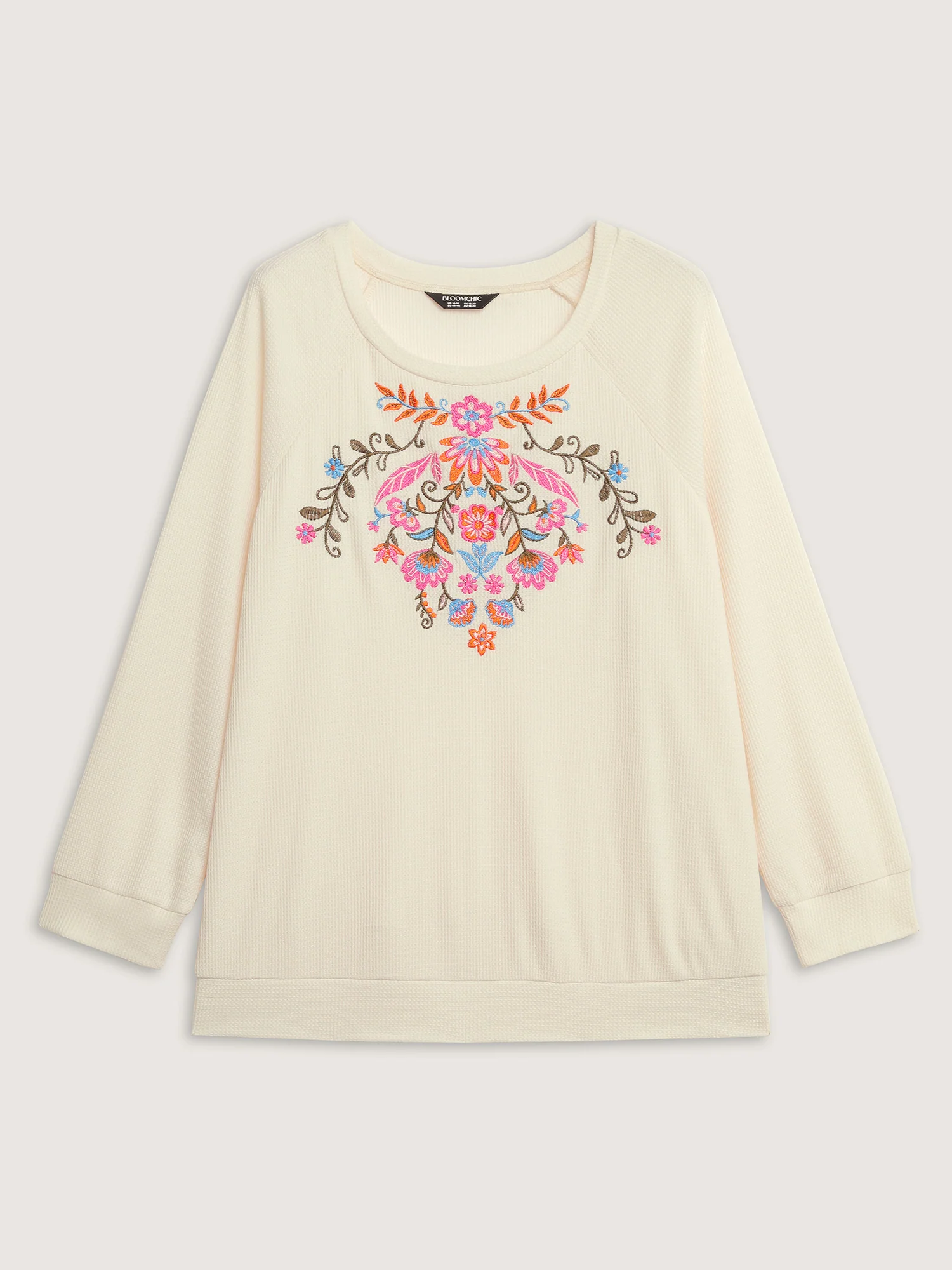 Colorful Floral Embroidery Anti-Abrasion Collar Sweatshirt - Image 6