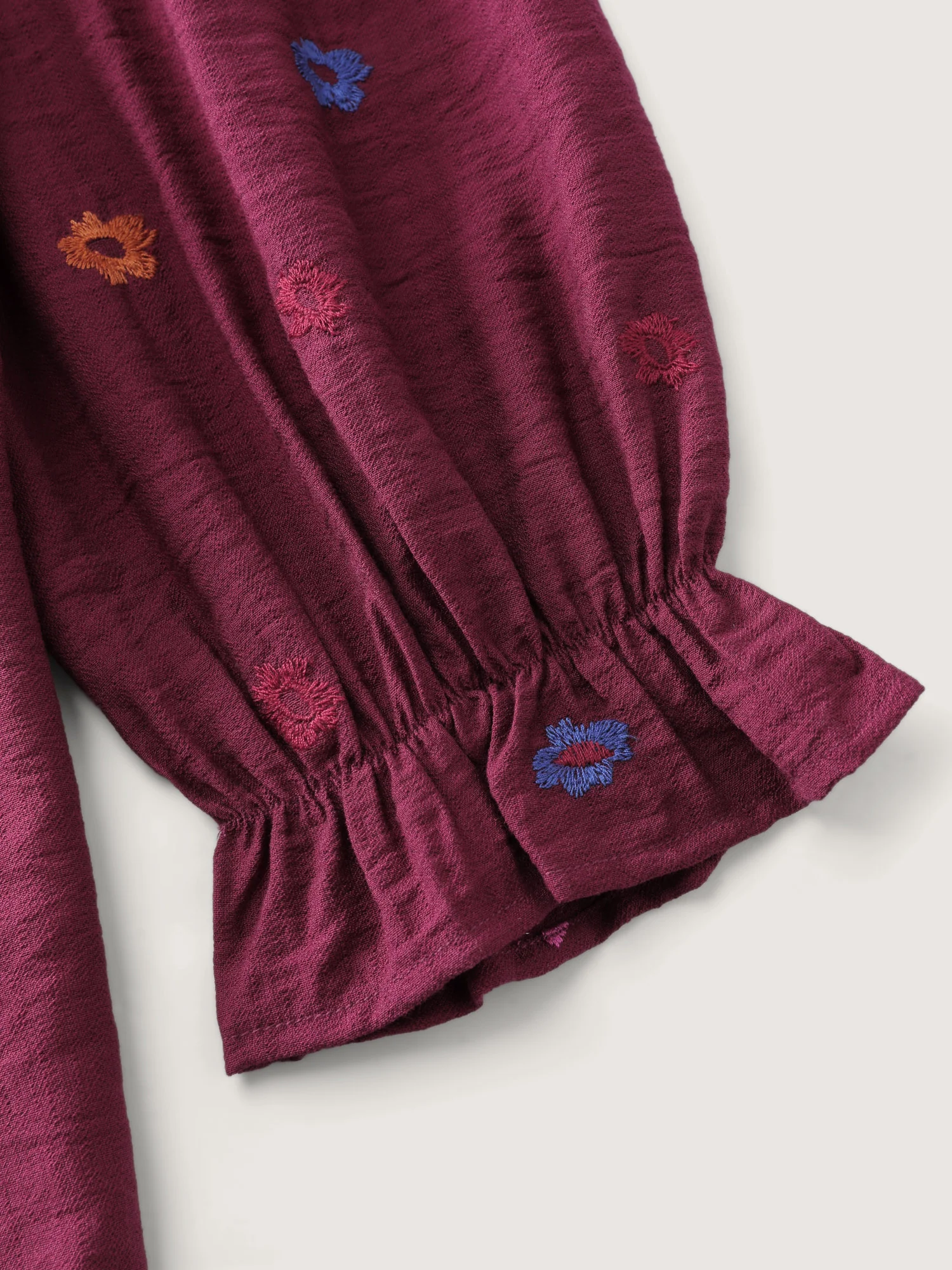 Colorful Floral Embroidery Button Shirt - Image 5