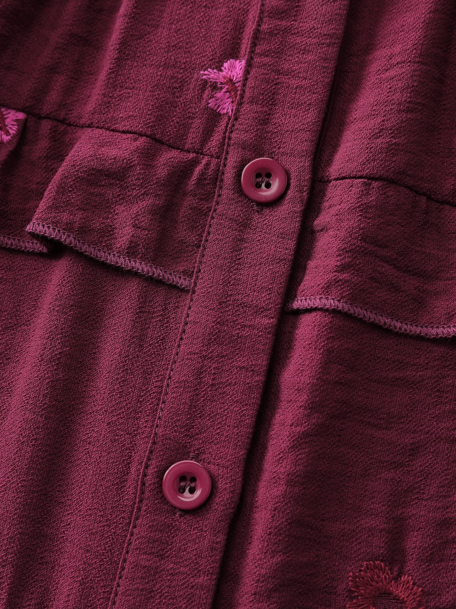 Colorful Floral Embroidery Button Shirt - Image 6