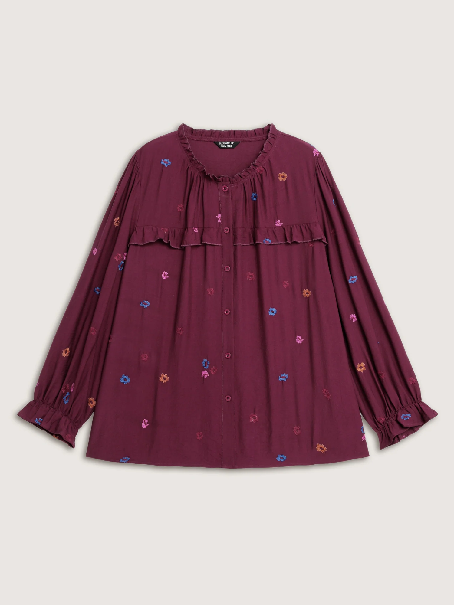 Colorful Floral Embroidery Button Shirt - Image 8