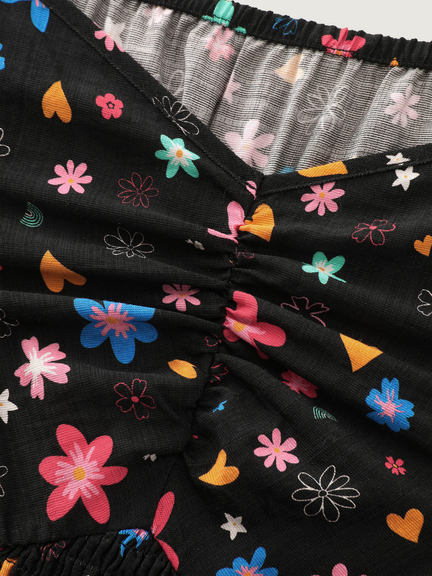 Colorful Floral Heart Print Cinched-Waist Jumpsuit - Image 5