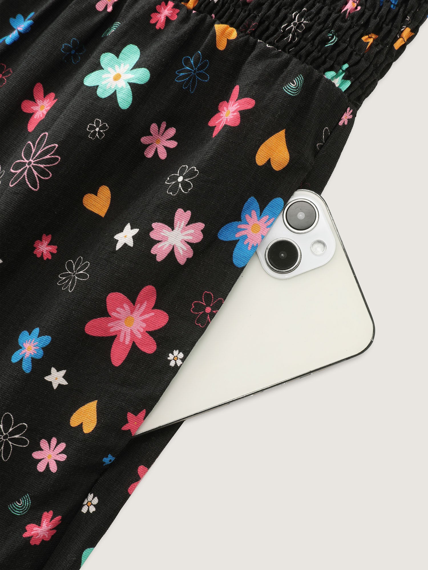 Colorful Floral Heart Print Cinched-Waist Jumpsuit - Image 6