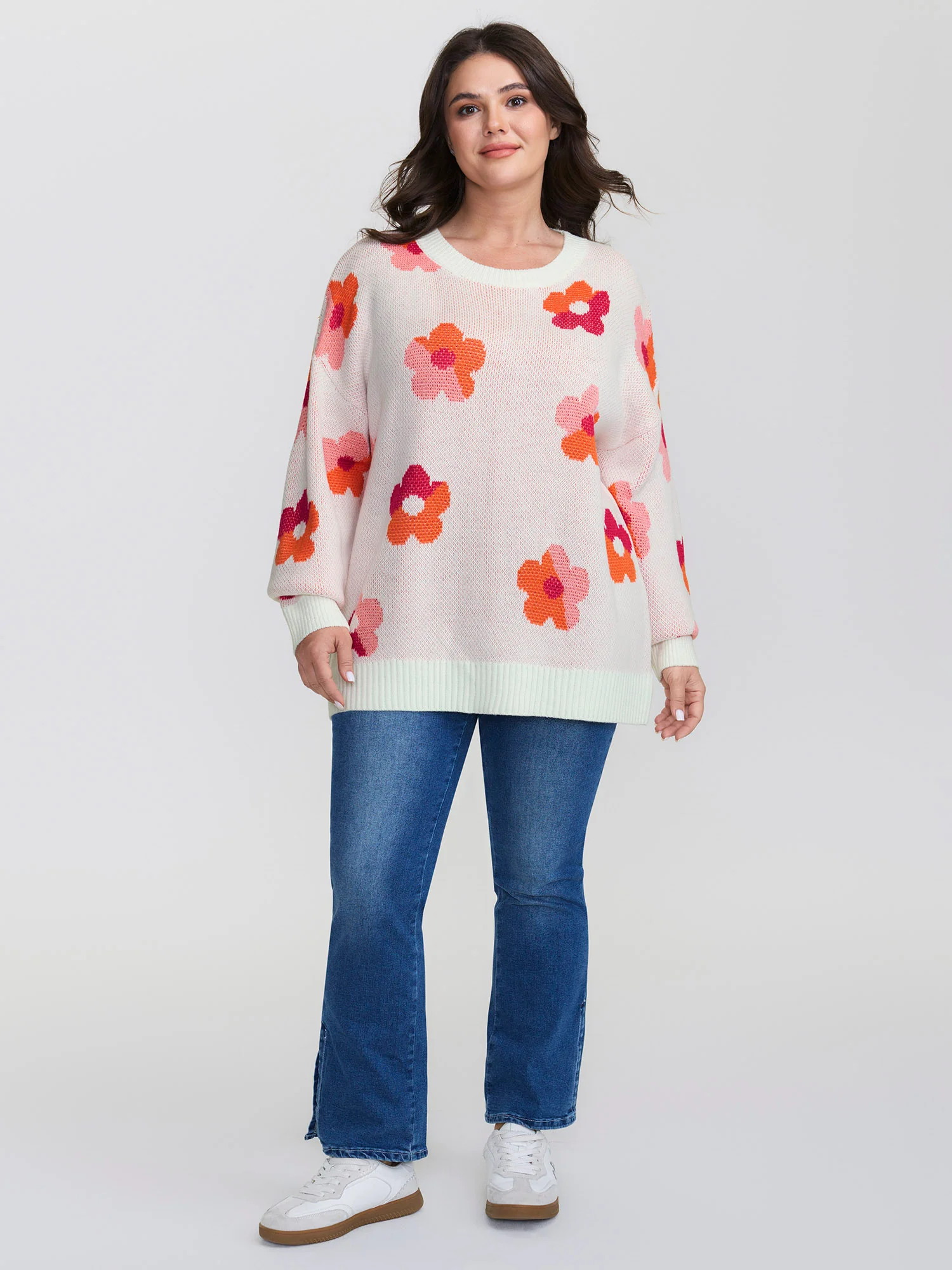 Colorful Floral Jacquard Pullover - Image 3