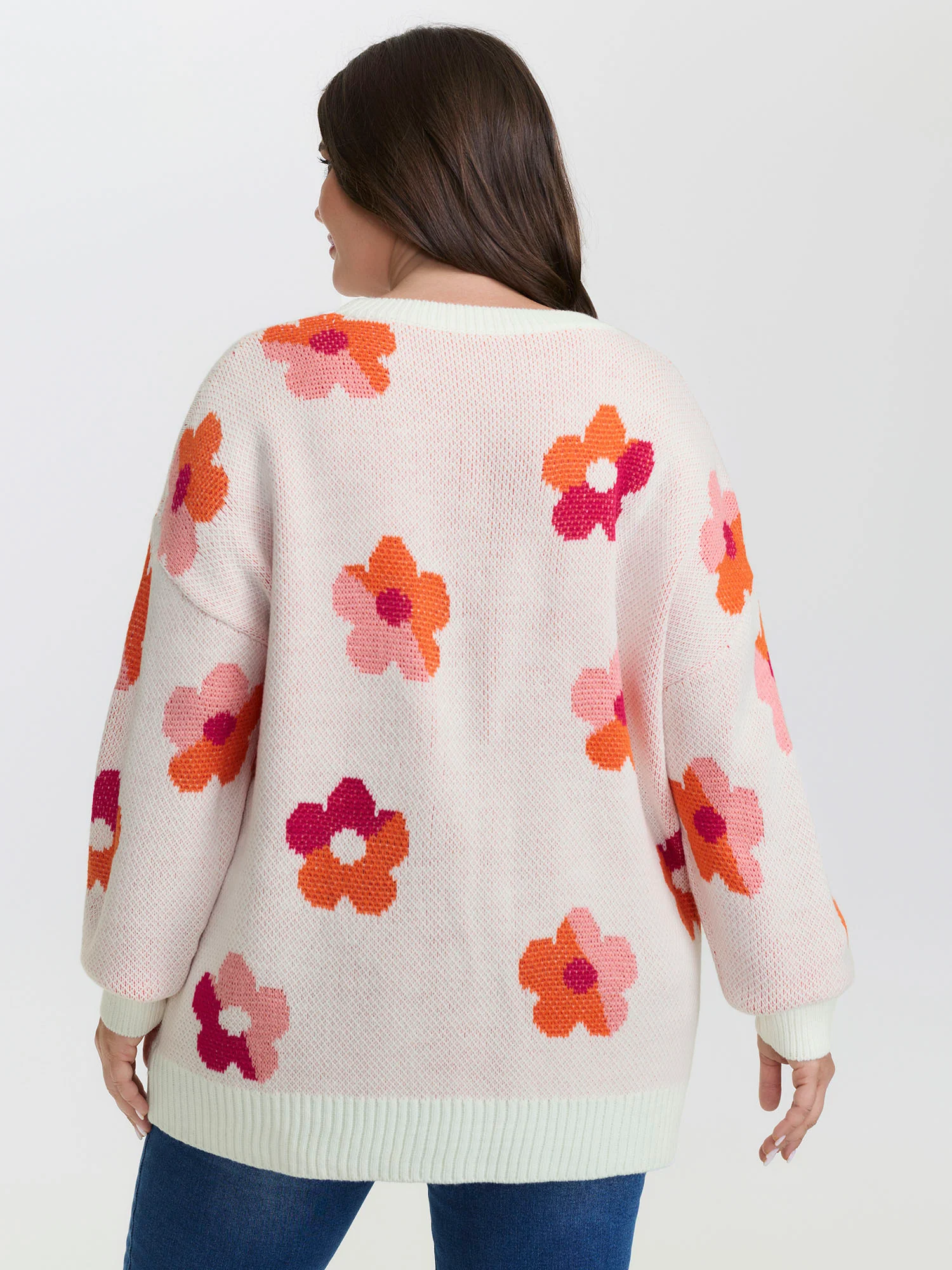Colorful Floral Jacquard Pullover - Image 4