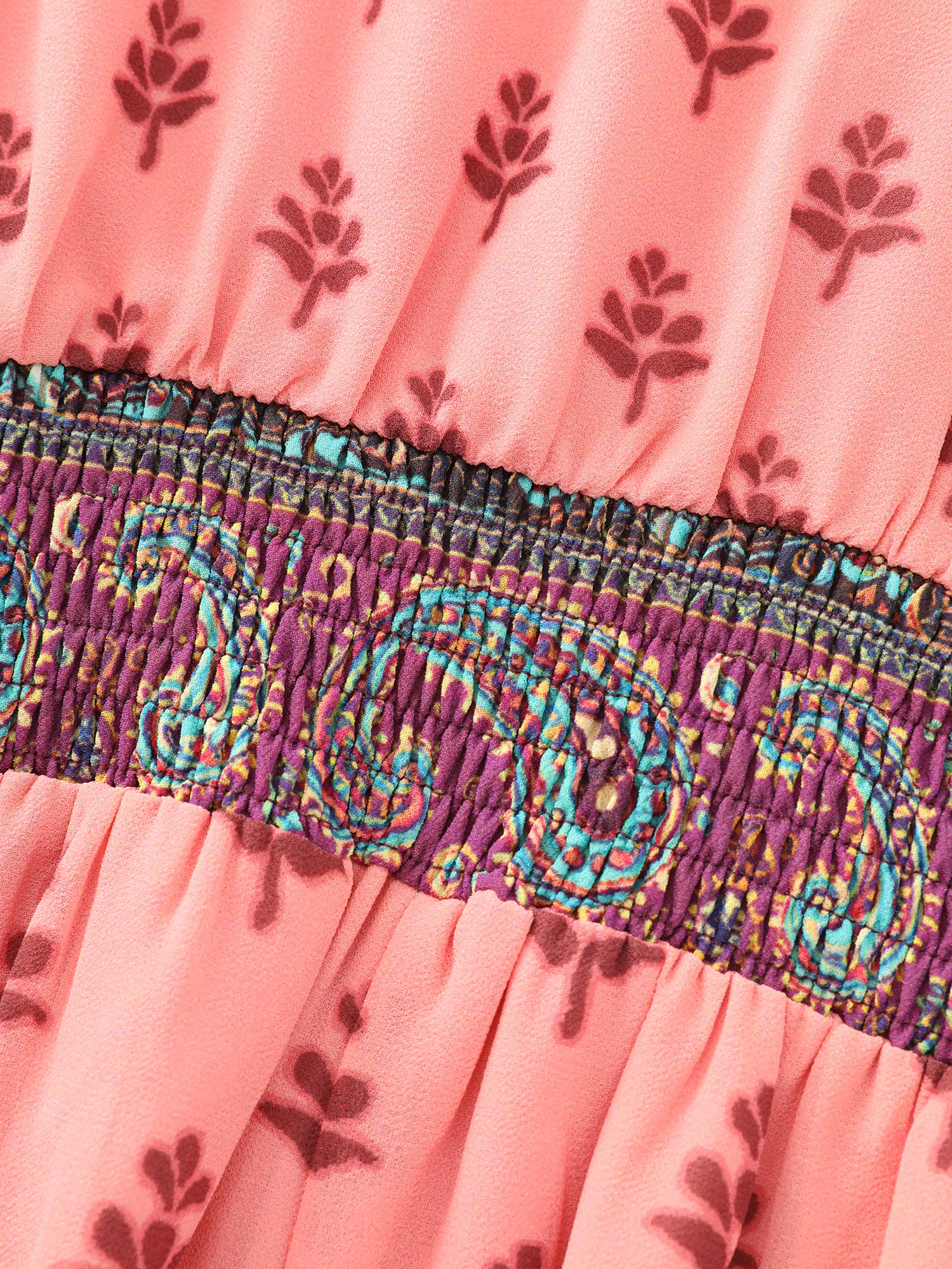 Colorful Floral Paisley Print V-Neck Maxi Dress - Image 5