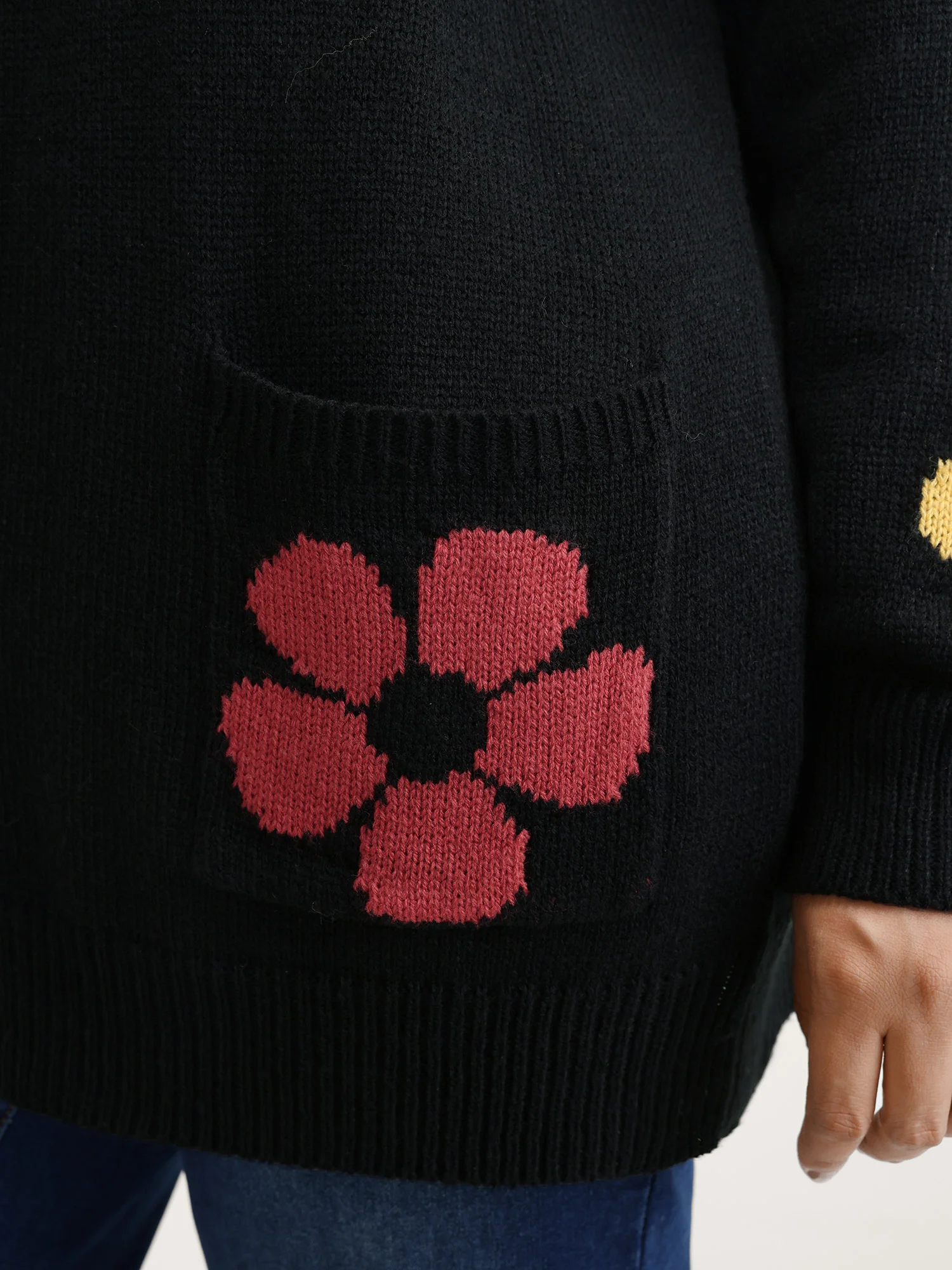 Colorful Floral Pattern Button Knit Cardigan - Image 5