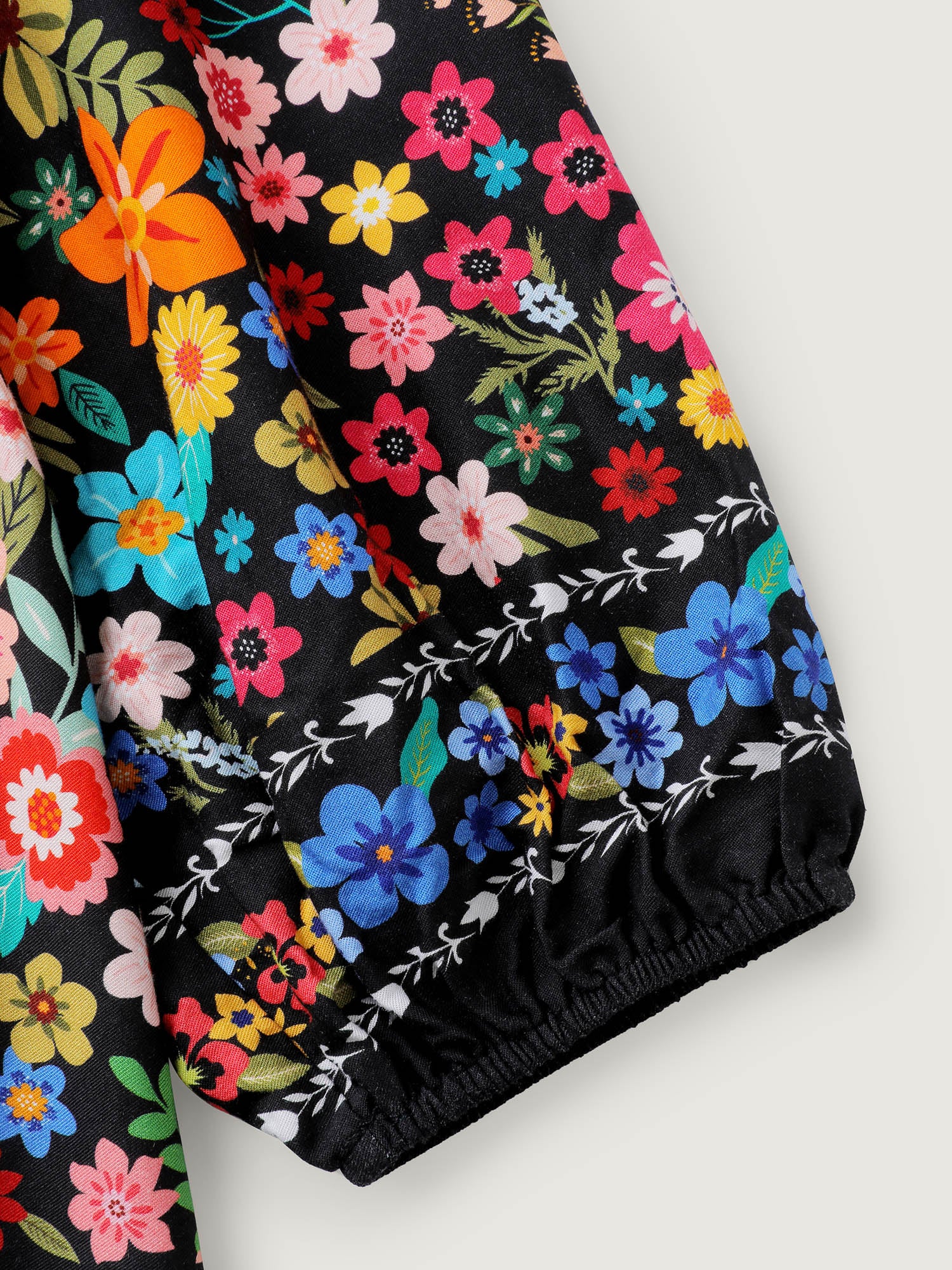 Colorful Floral Print Cinched-Flared Blouse - Image 5