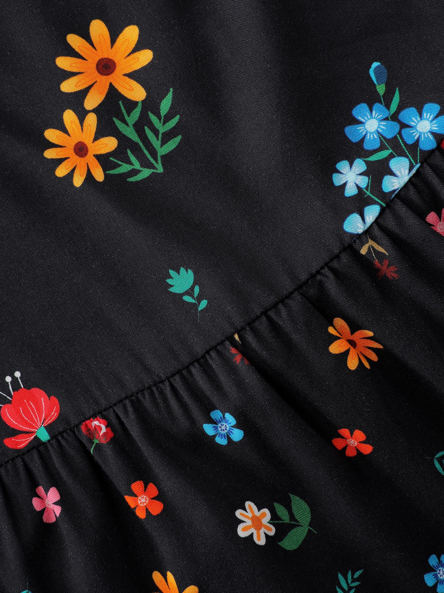 Colorful Floral Print Drawstring Midi Skirt - Image 7
