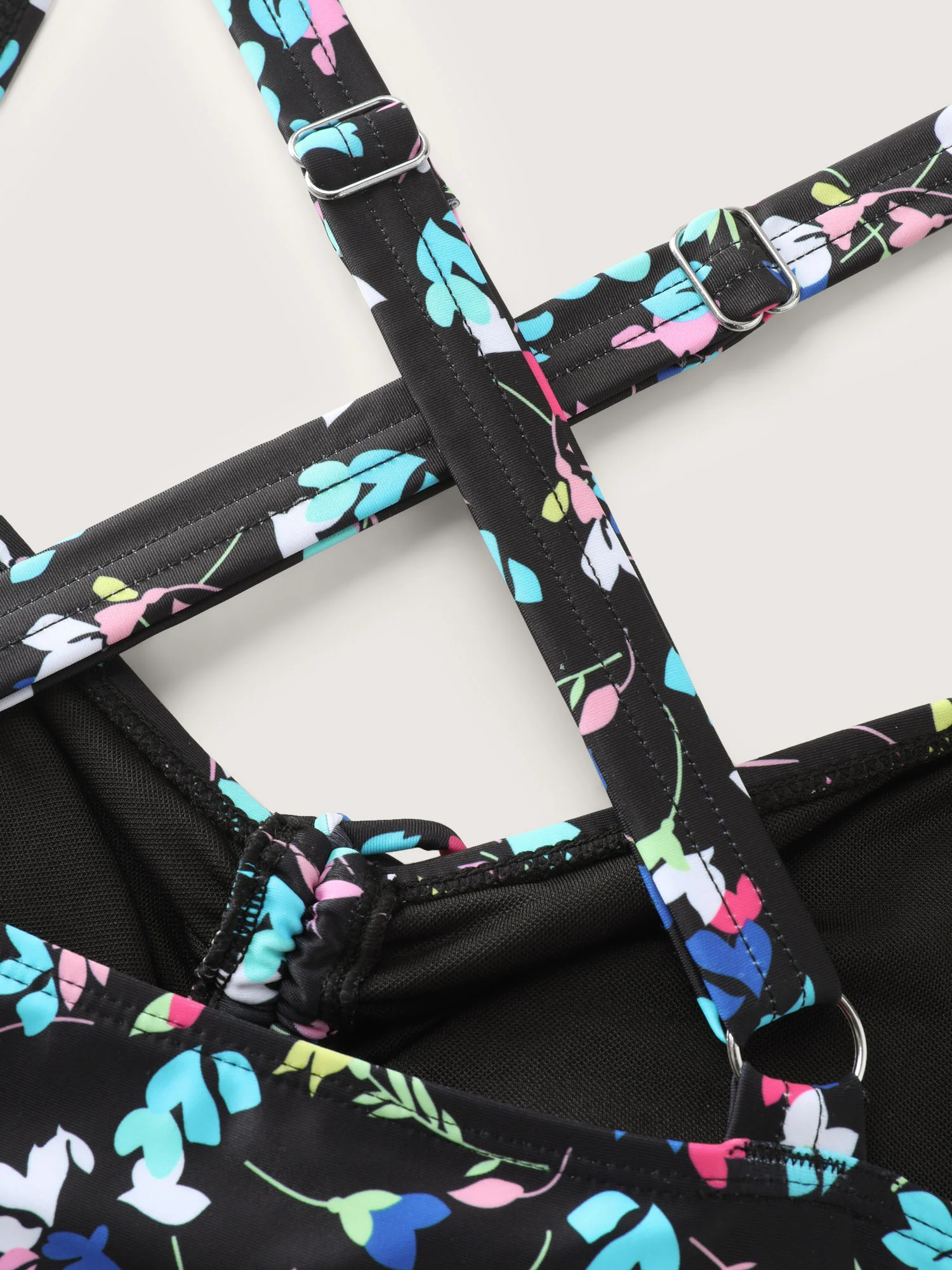 Colorful Floral Print Drawstring Swim Dress - Image 10