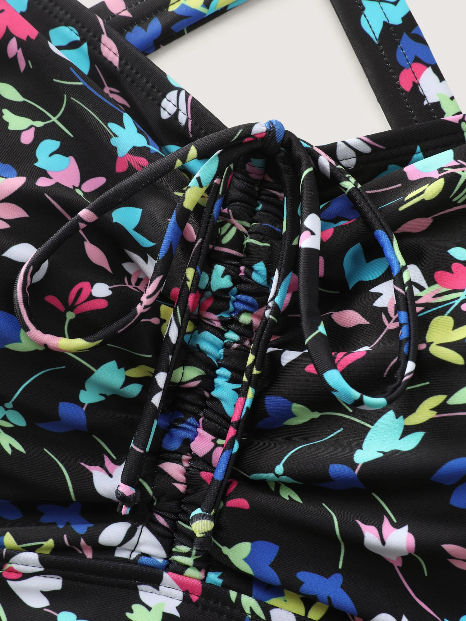 Colorful Floral Print Drawstring Swim Dress - Image 9