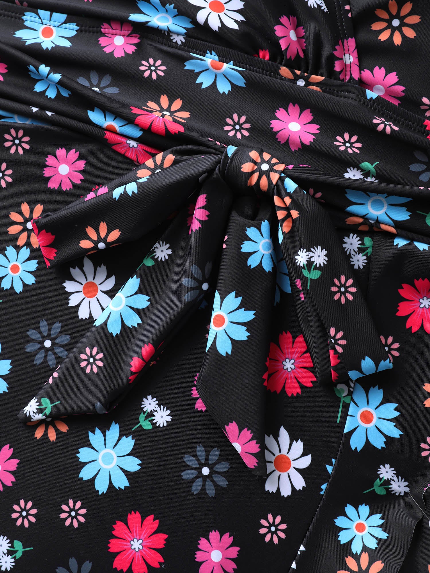 Colorful Floral Print Fit Flare Swim Dress - Image 7