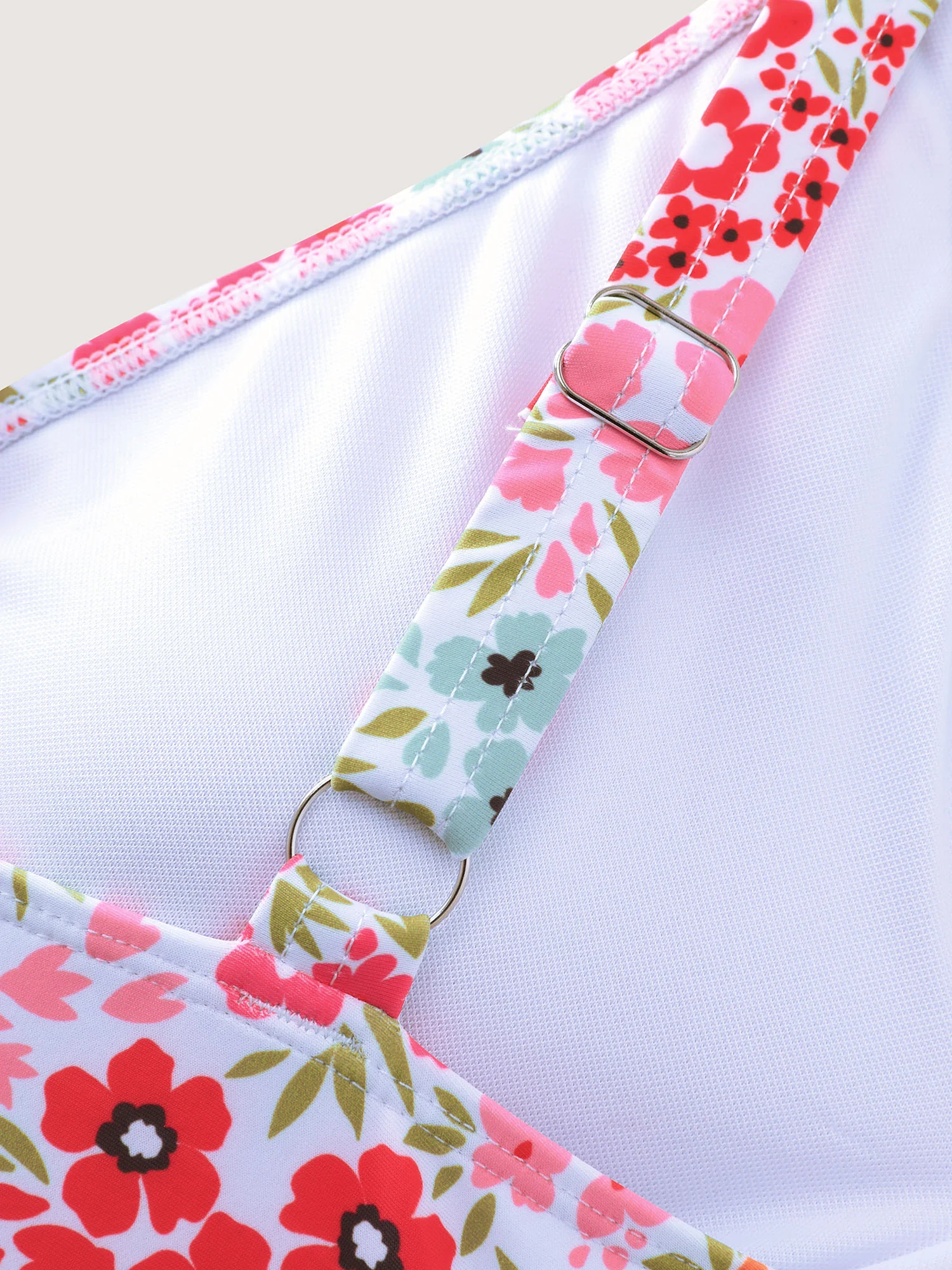 Colorful Floral Print Surplice Neckline Swim Top - Image 7