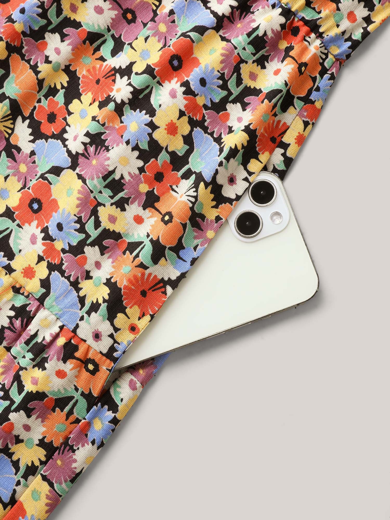 Rayon Colorful Floral Print Tiered Pockets Midi Dress - Image 5
