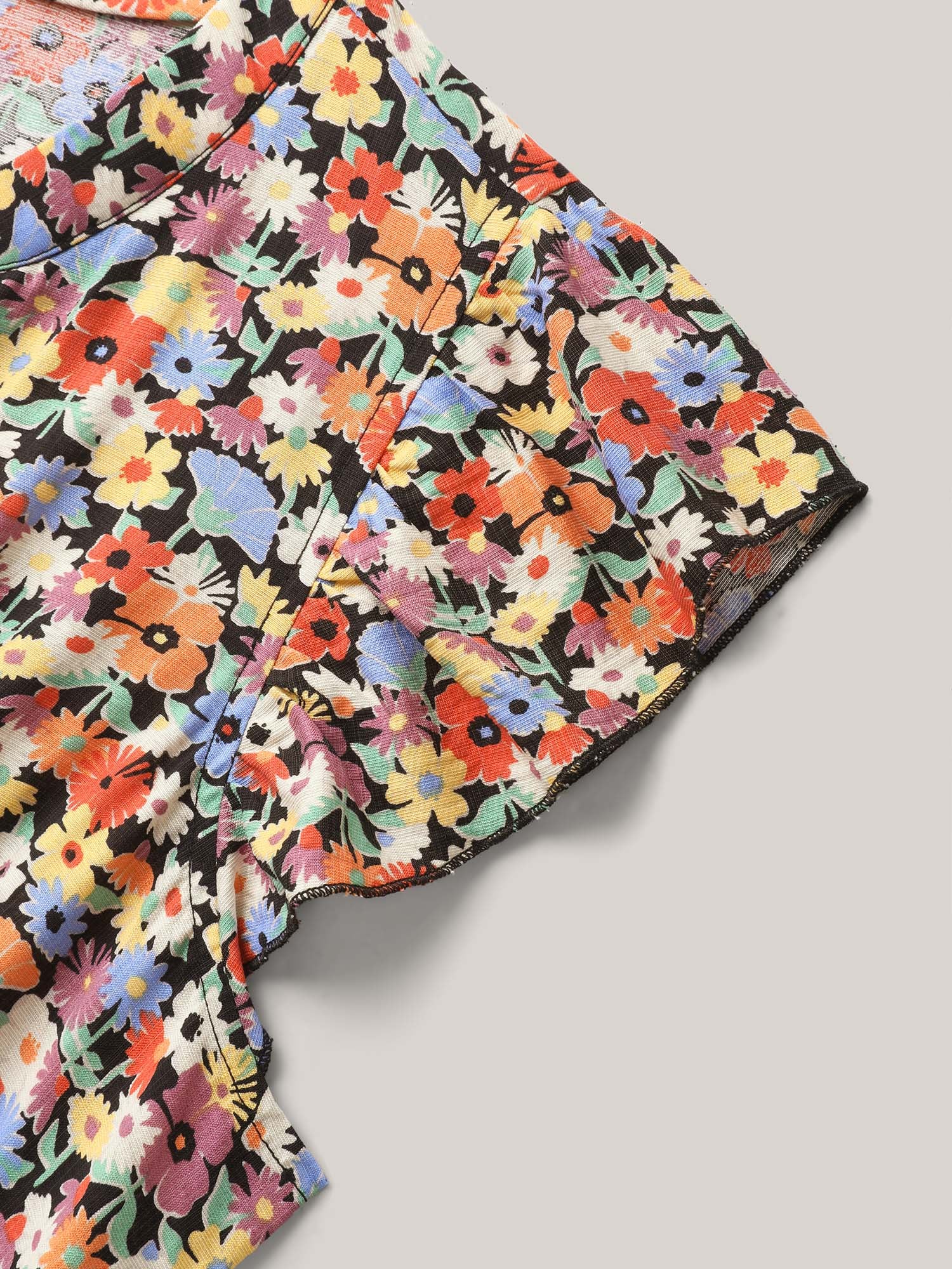 Rayon Colorful Floral Print Tiered Pockets Midi Dress - Image 6