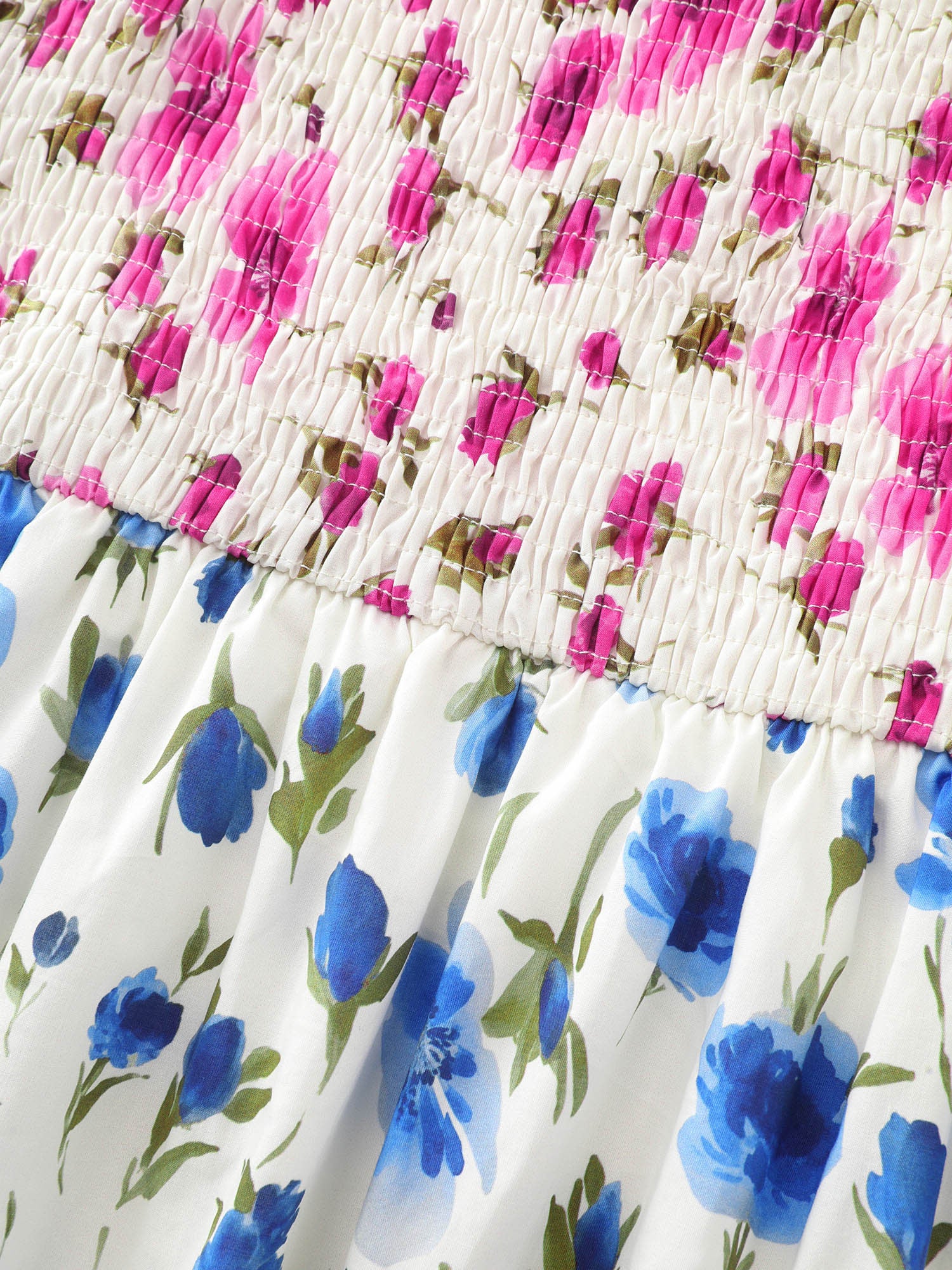 Colorful Floral Print Tiered Shirred Maxi Dress - Image 5