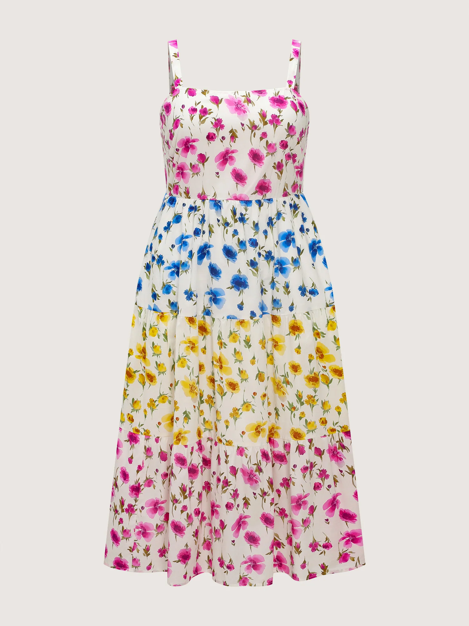 Colorful Floral Print Tiered Shirred Maxi Dress - Image 7