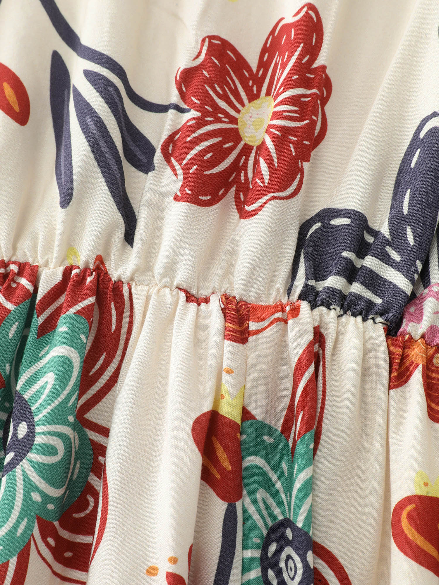 Colorful Floral Print V-Neck Mini Dress - Image 5