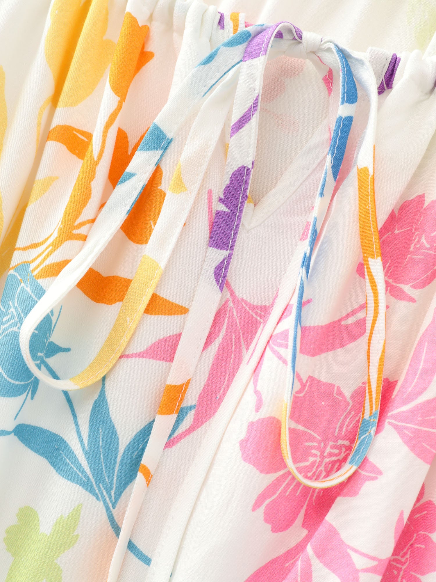 Colorful Floral Print Waist Defining Maxi Dress - Image 6
