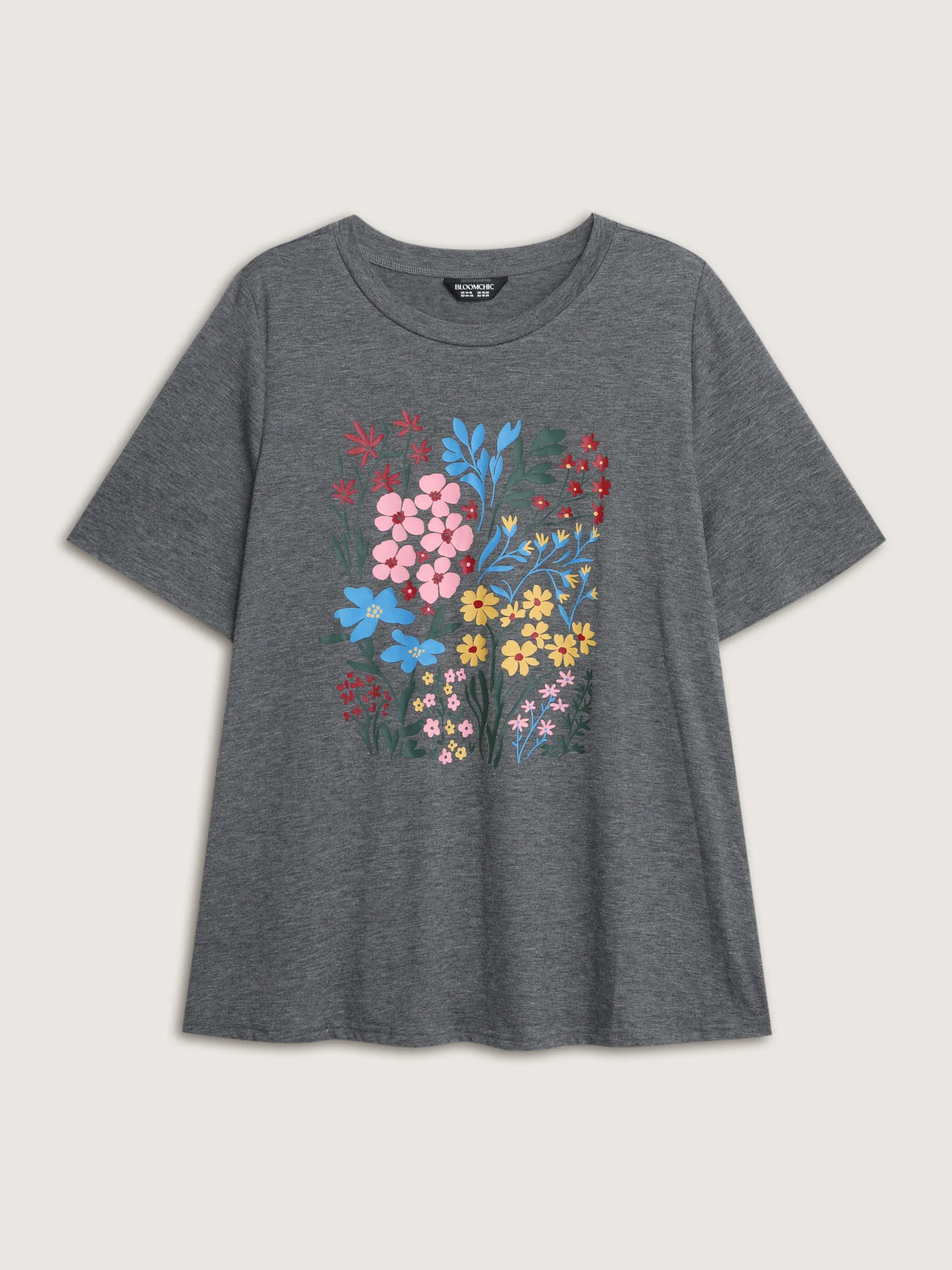 Colorful Floral Round Neck T-Shirt - Image 6