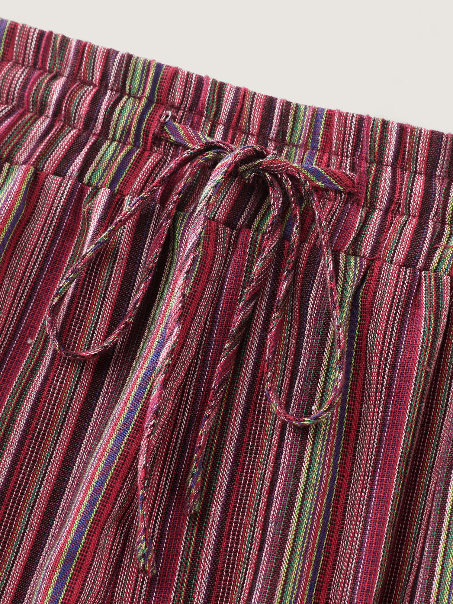 Colorful Floral Striped Pockets Shorts - Image 6