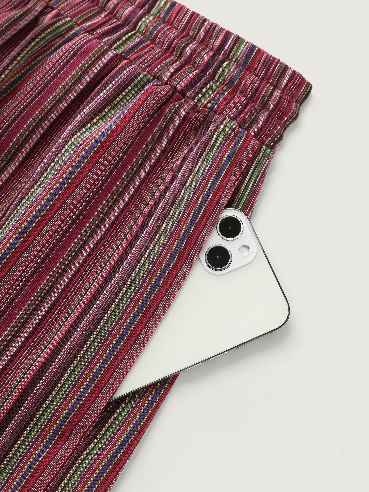Colorful Floral Striped Pockets Shorts - Image 7