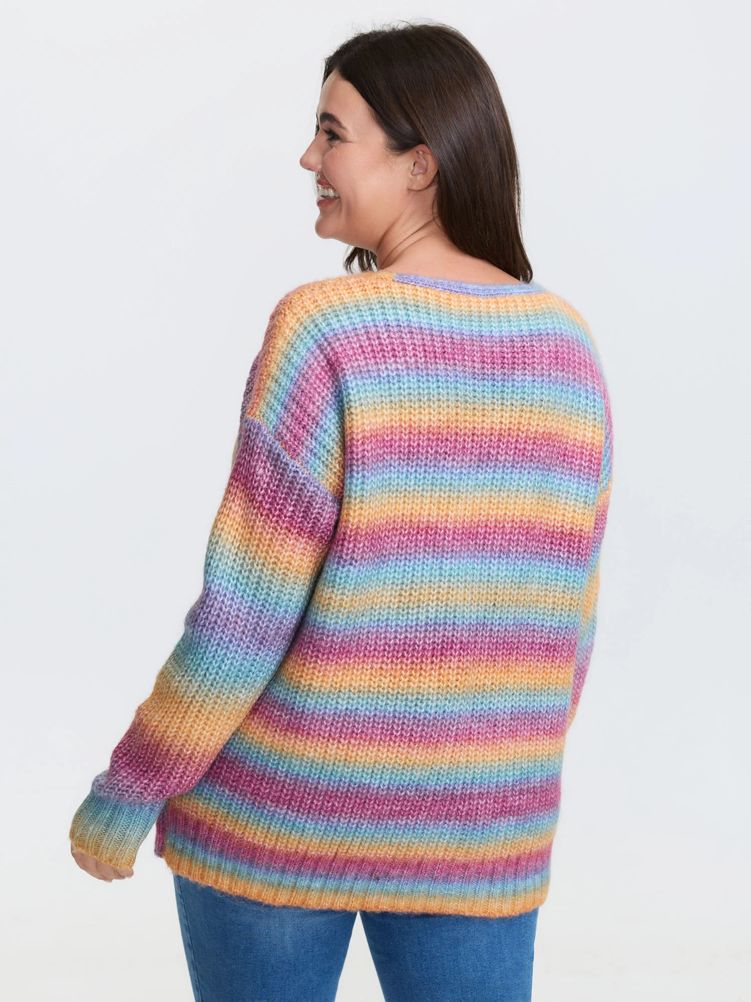 Colorful Front-Tie Heather Knit Cardigan - Image 5