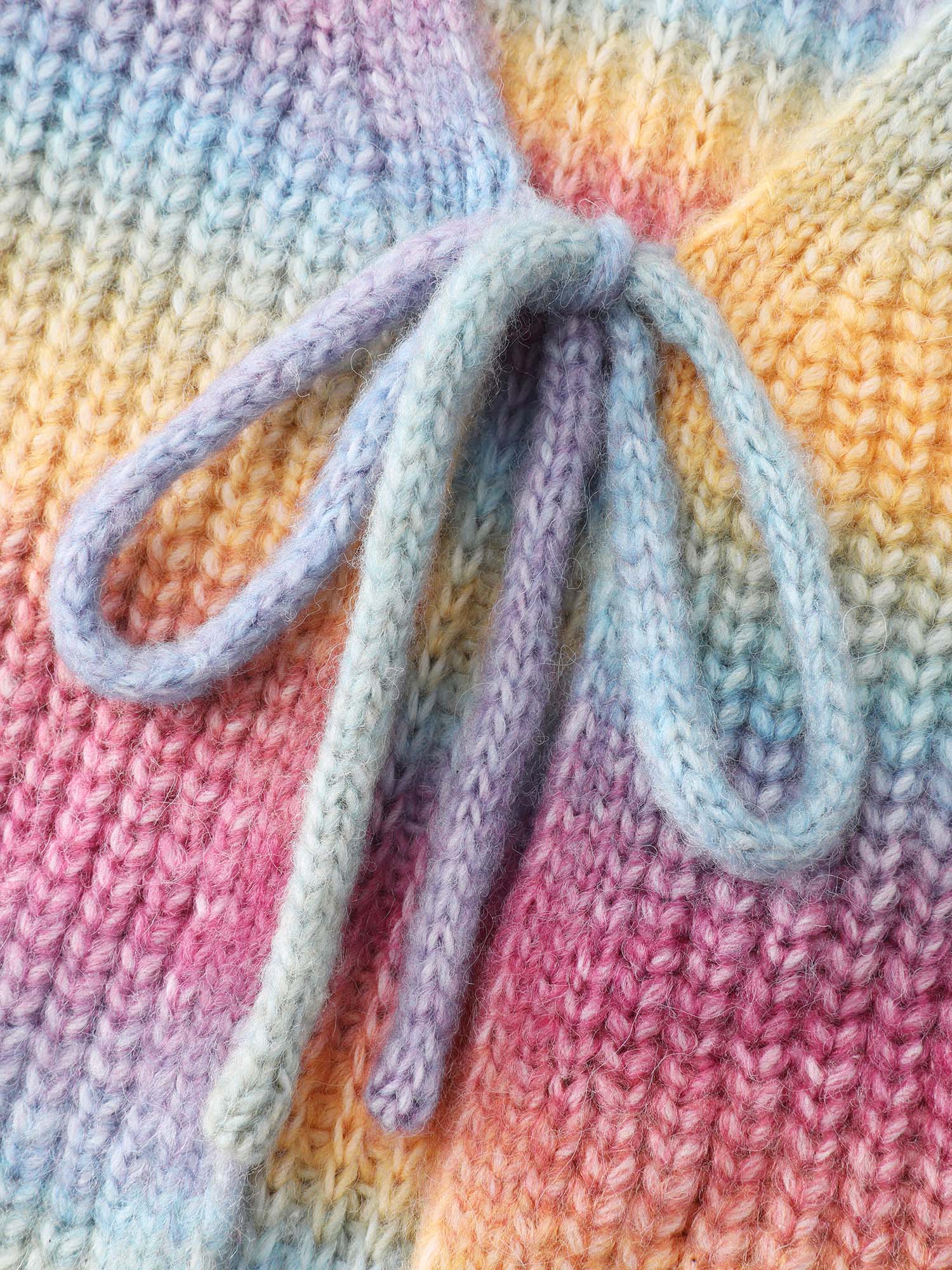 Colorful Front-Tie Heather Knit Cardigan - Image 7