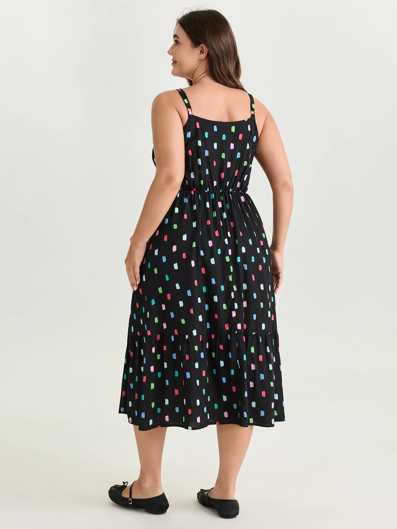 Colorful Geometric Print Cami Midi Dress - Image 4