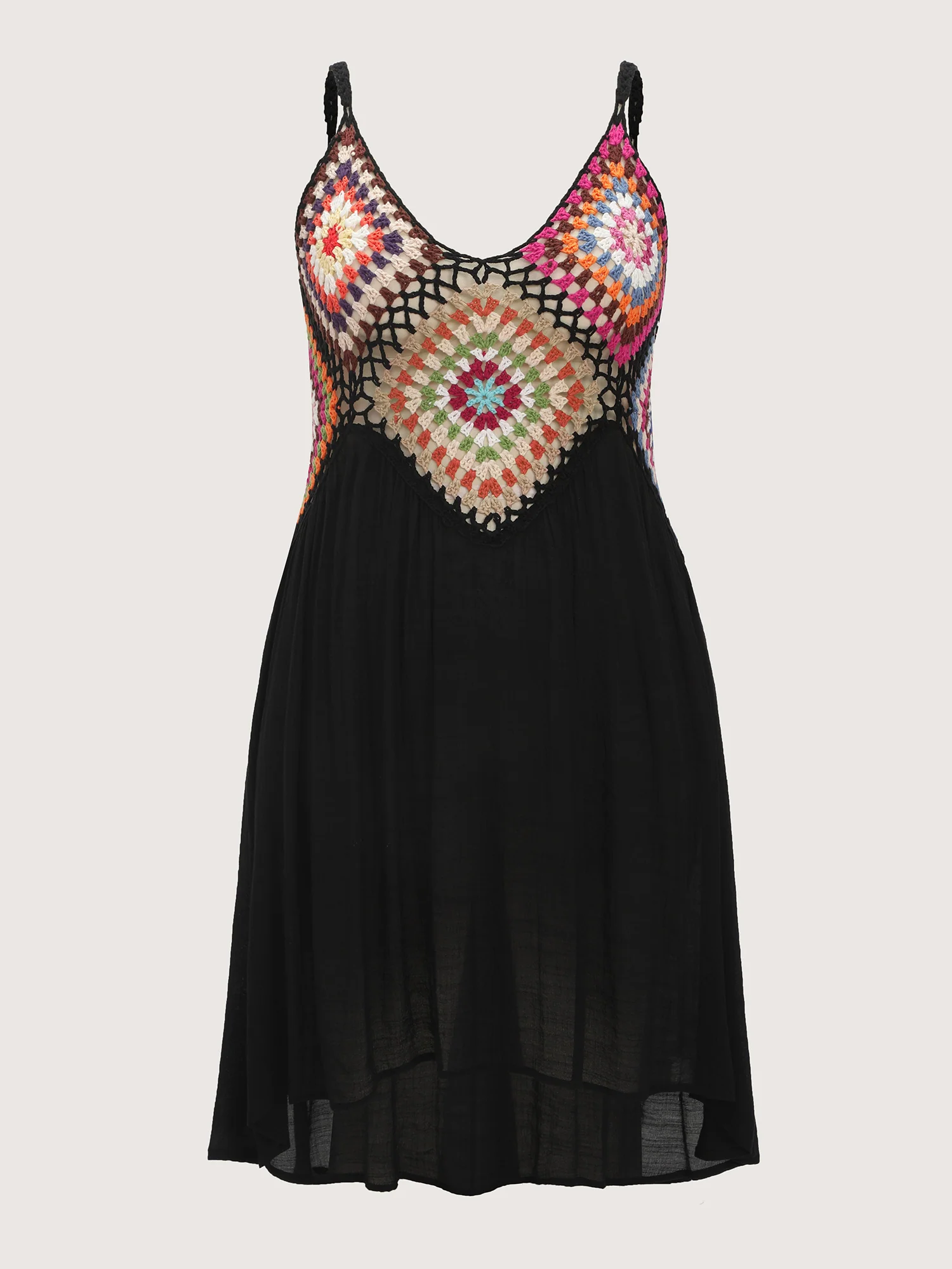 Colorful Geometric Print Crocheted Swim Cover-Up - Image 7