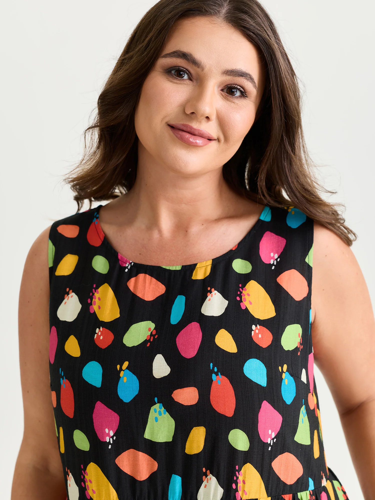 Colorful Geometric Print Sleeveless Mini Dress - Image 2