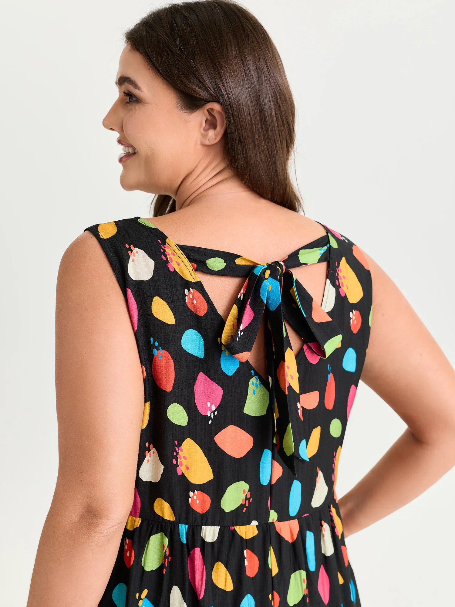 Colorful Geometric Print Sleeveless Mini Dress - Image 4