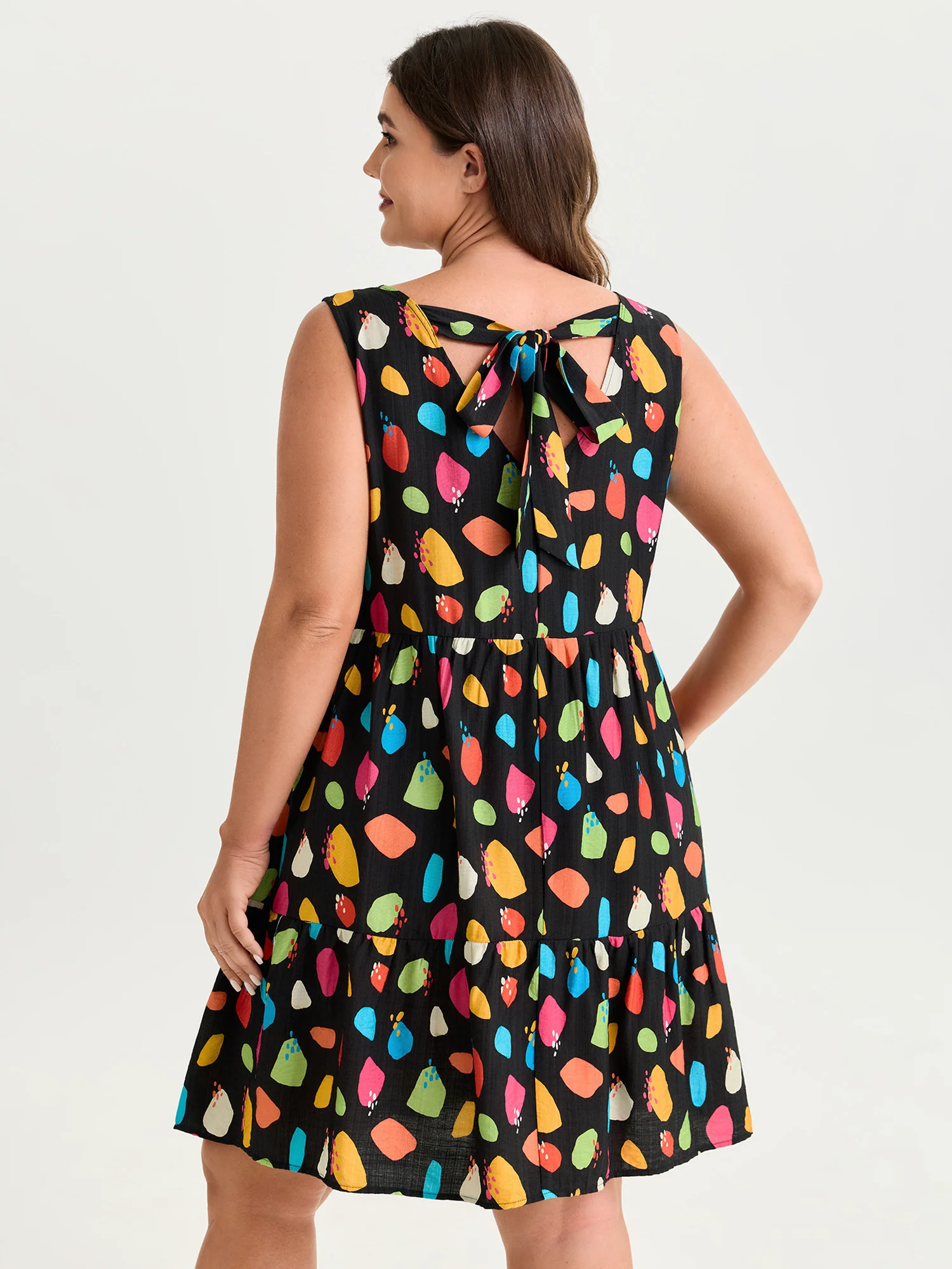 Colorful Geometric Print Sleeveless Mini Dress - Image 5