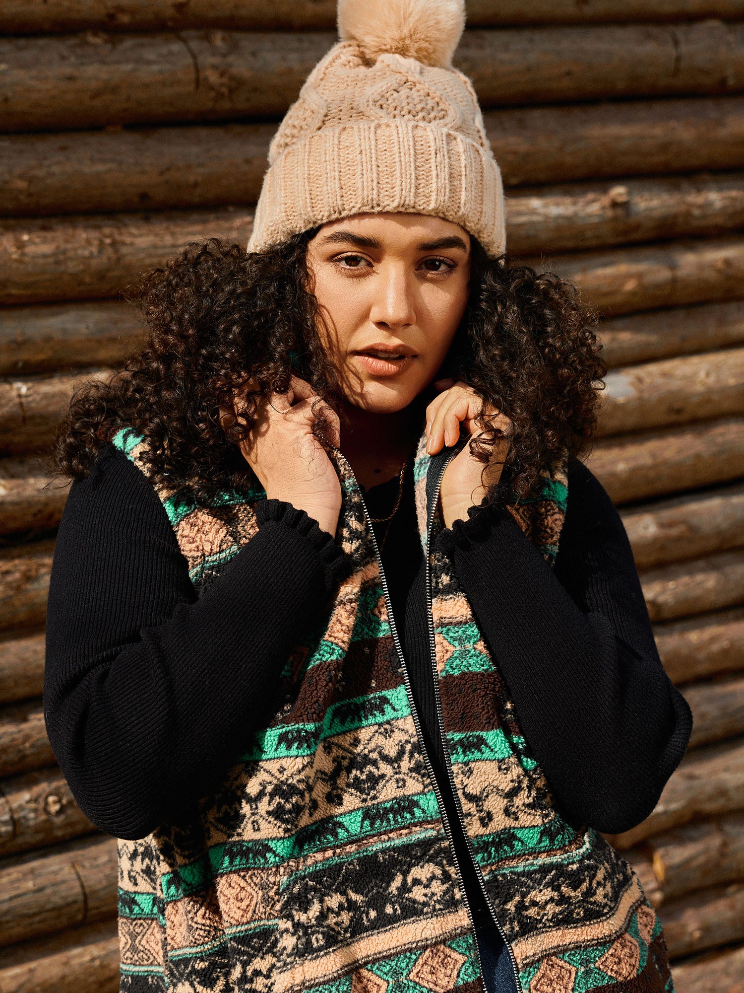 Colorful Geometric Stripes Zipper Vest - Image 10