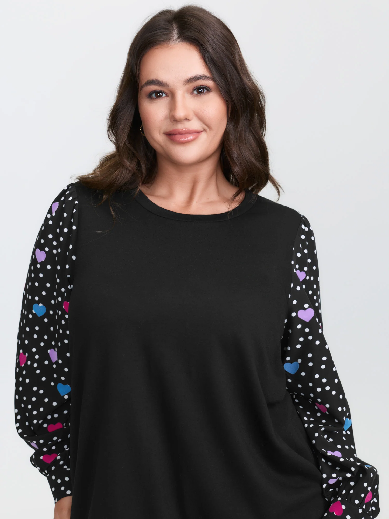 Colorful Heart Sleeve Round Neck Sweatshirt - Image 2