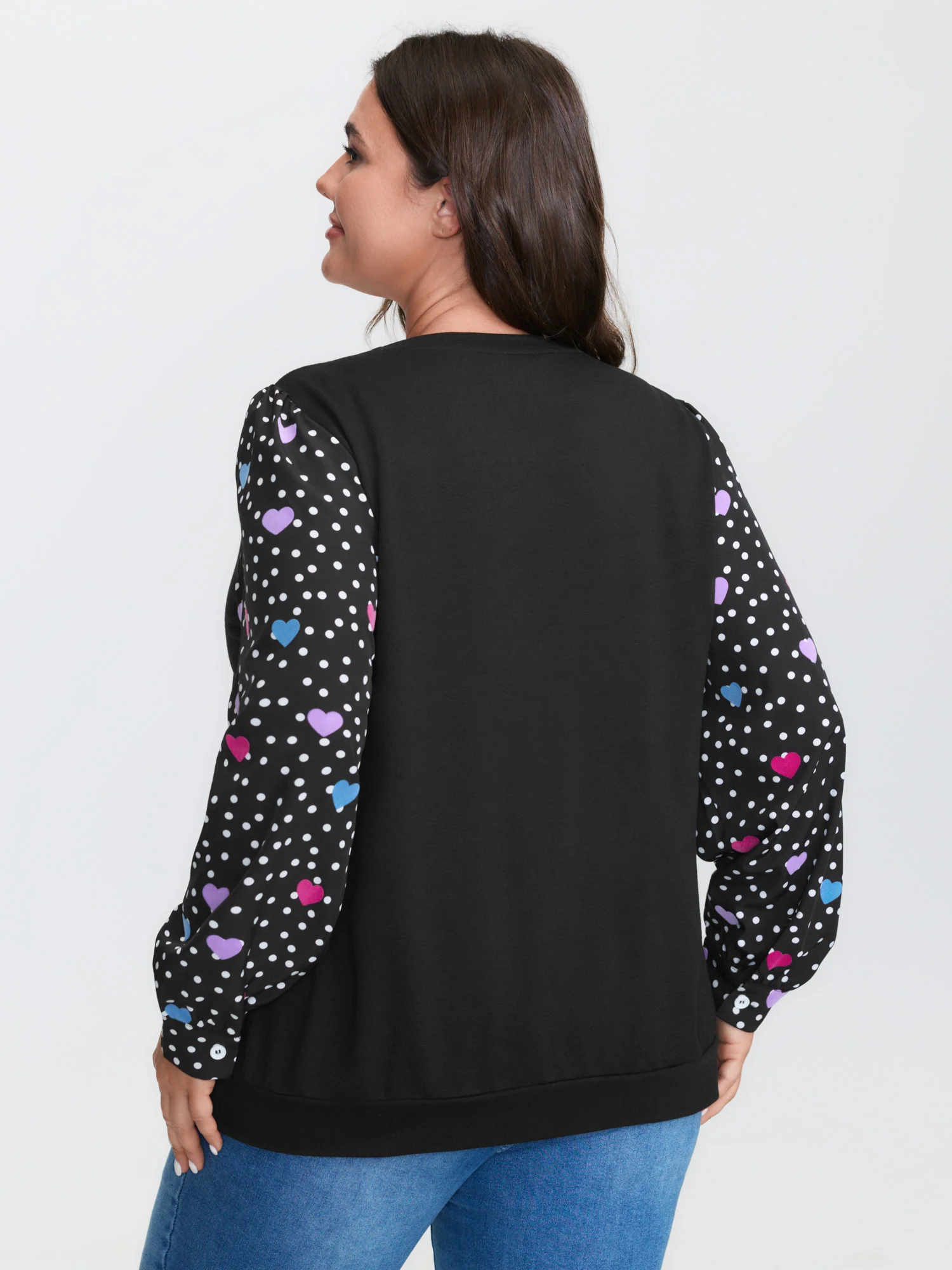 Colorful Heart Sleeve Round Neck Sweatshirt - Image 4