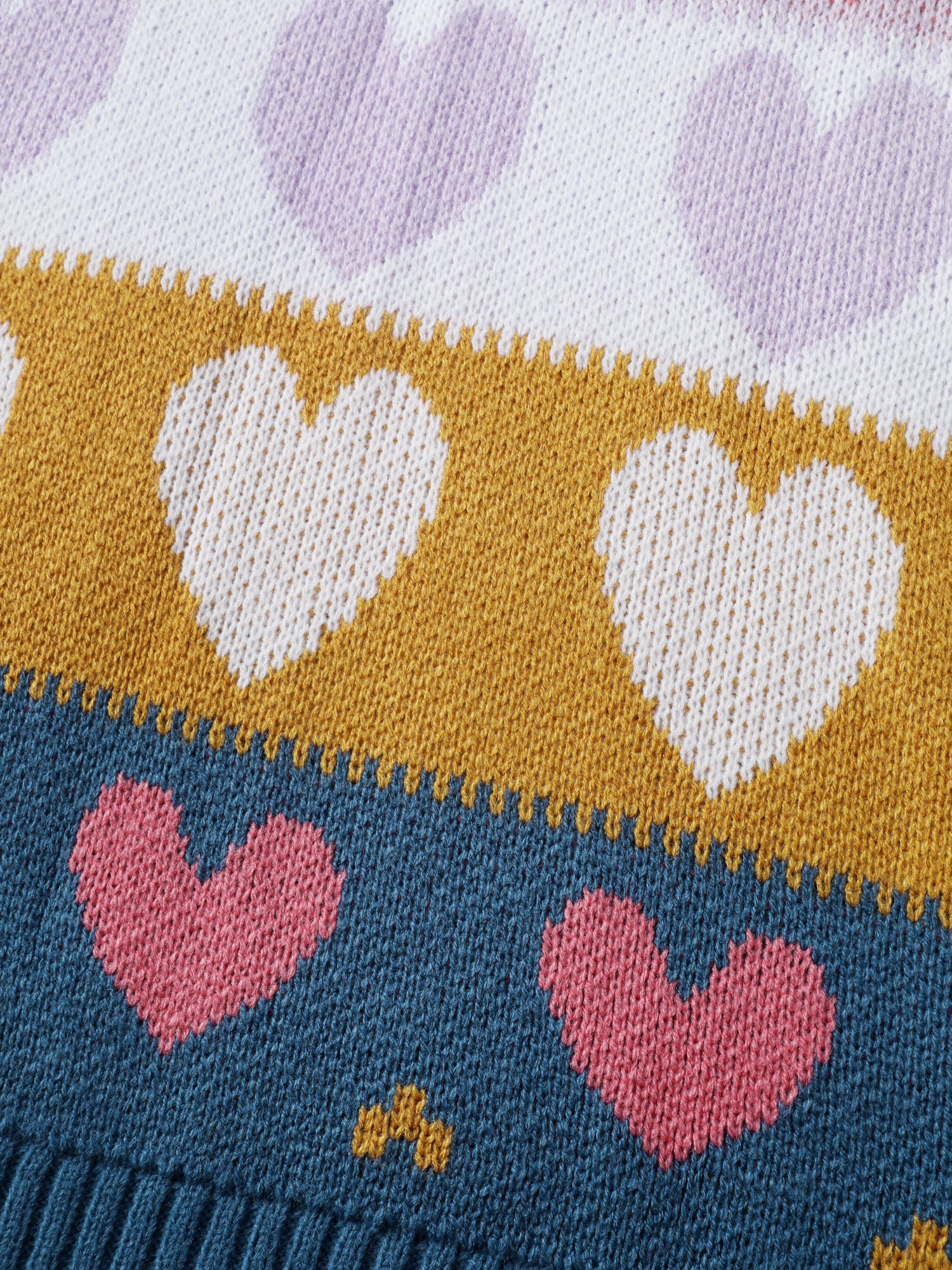 Colorful Hearts Jacquard Pattern Pullover - Image 5