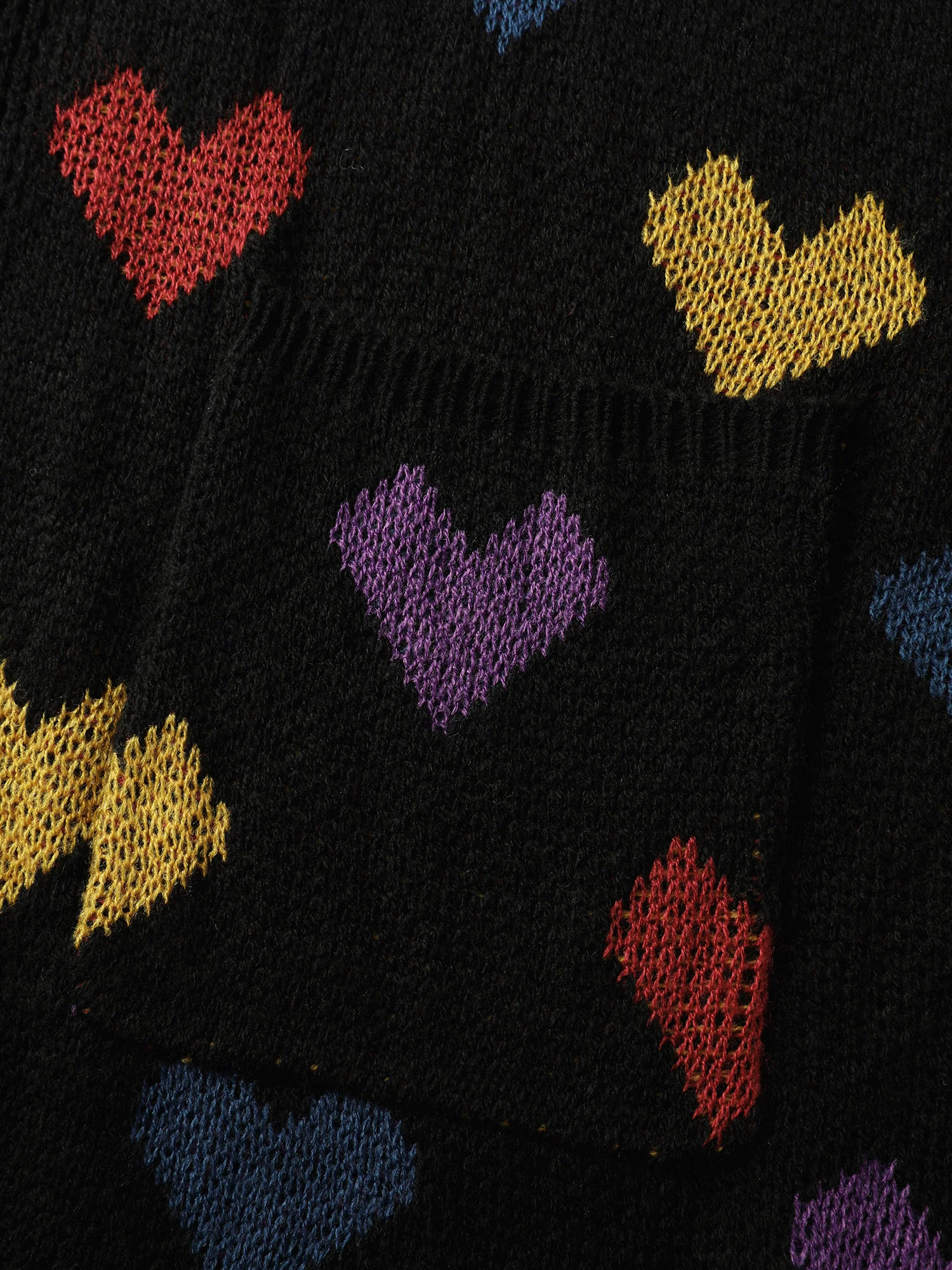 Colorful Hearts Jacquard Pockets Knit Cardigan - Image 5
