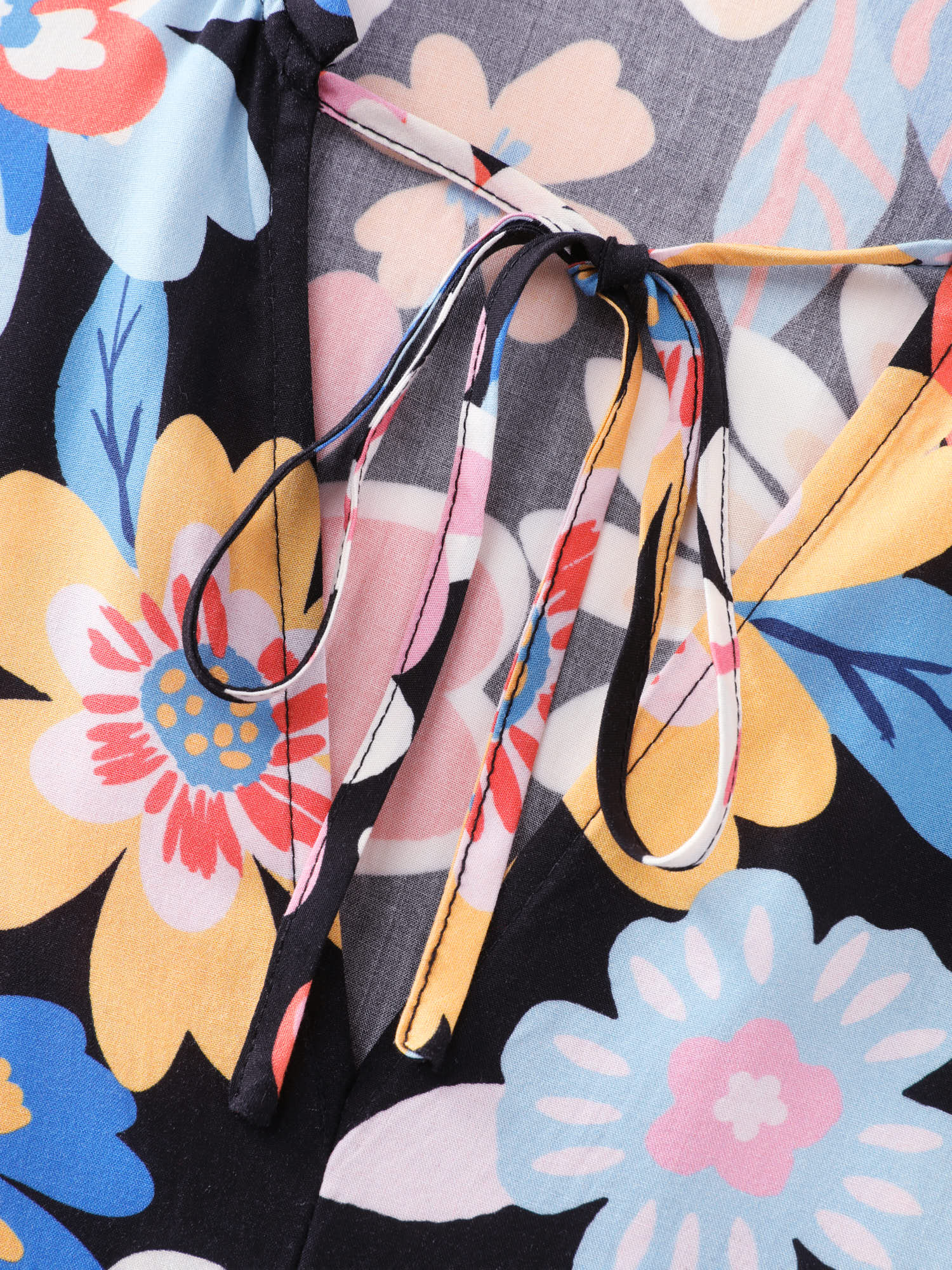 Colorful Large Floral Print Notched Collar Midi Dress - Image 5