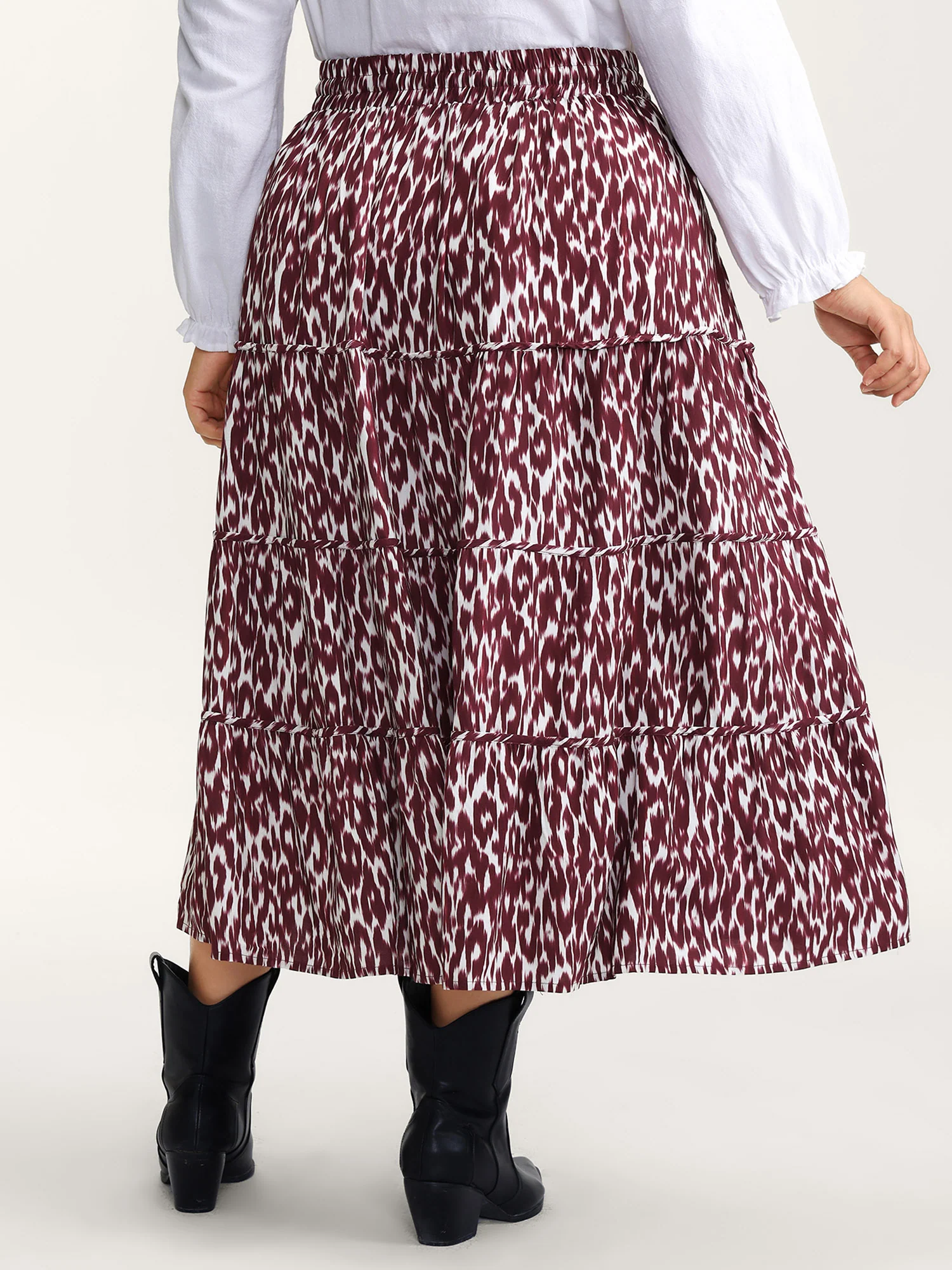 Colorful Leopard Print Drawstring Maxi Skirt - Image 5