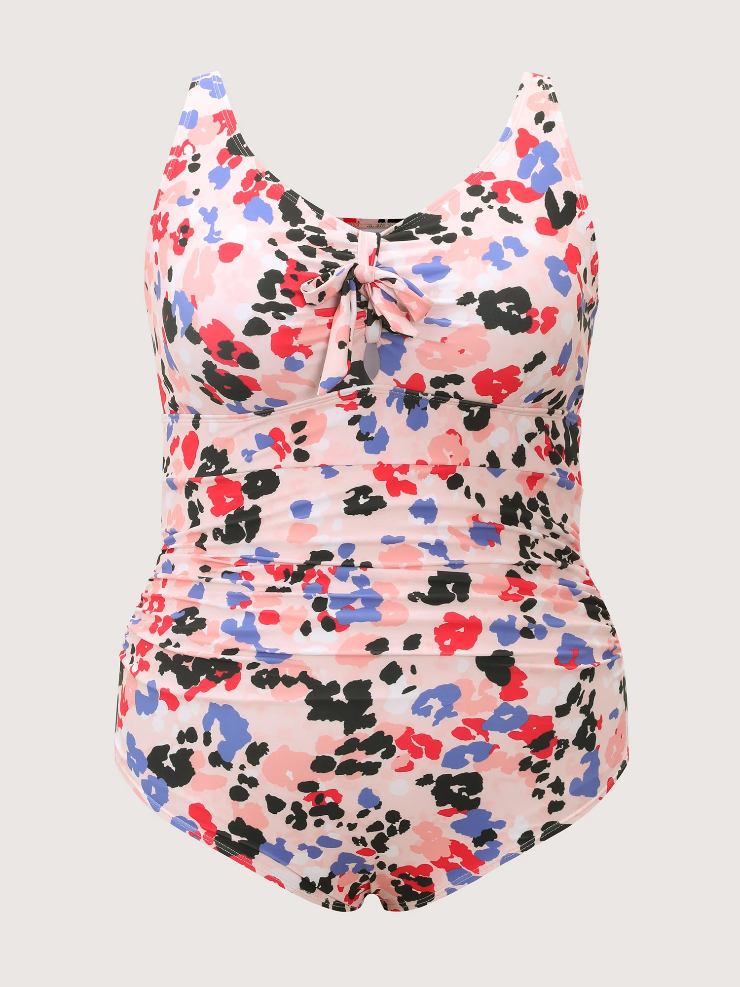 Colorful Leopard Print Front-Tie One-Piece Swimsuit - Image 7