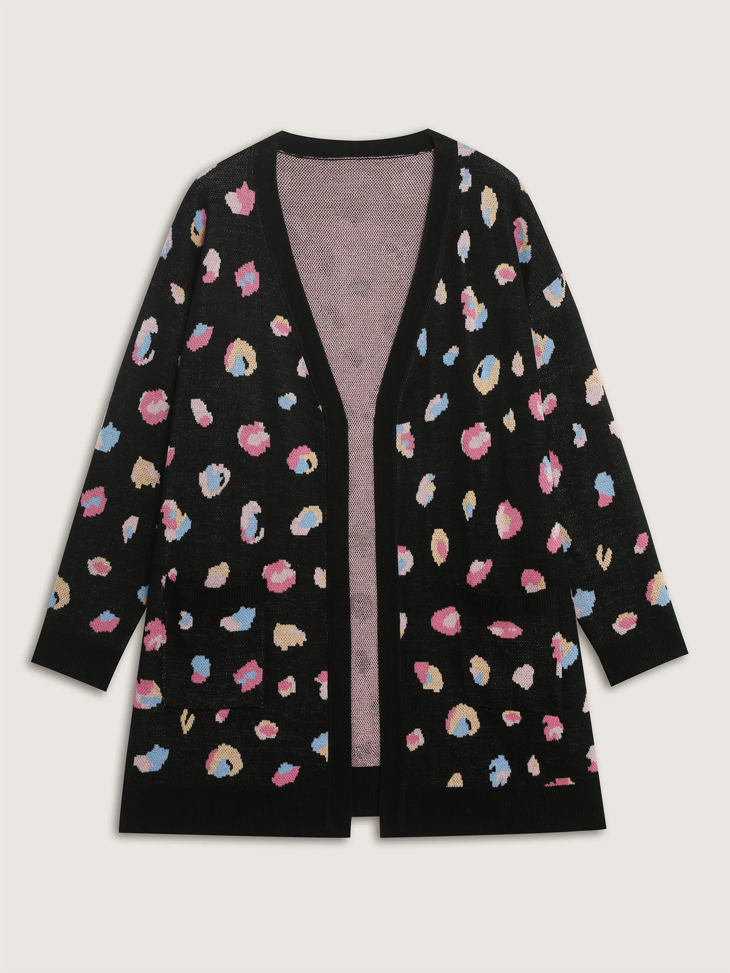 Colorful Leopard Print Pockets Knit Cardigan - Image 8