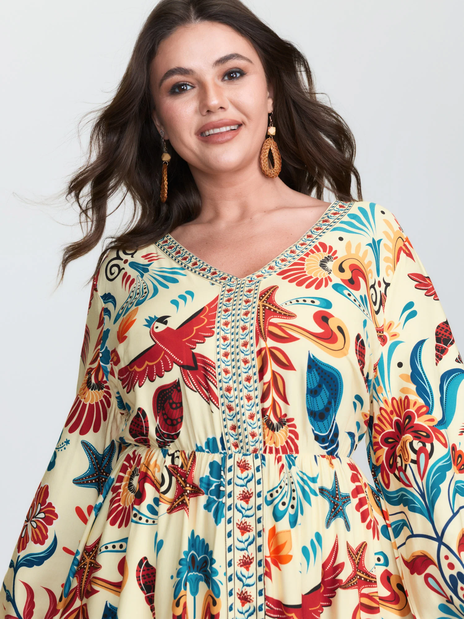Colorful Ocean Element V-Neck Maxi Dress - Image 2